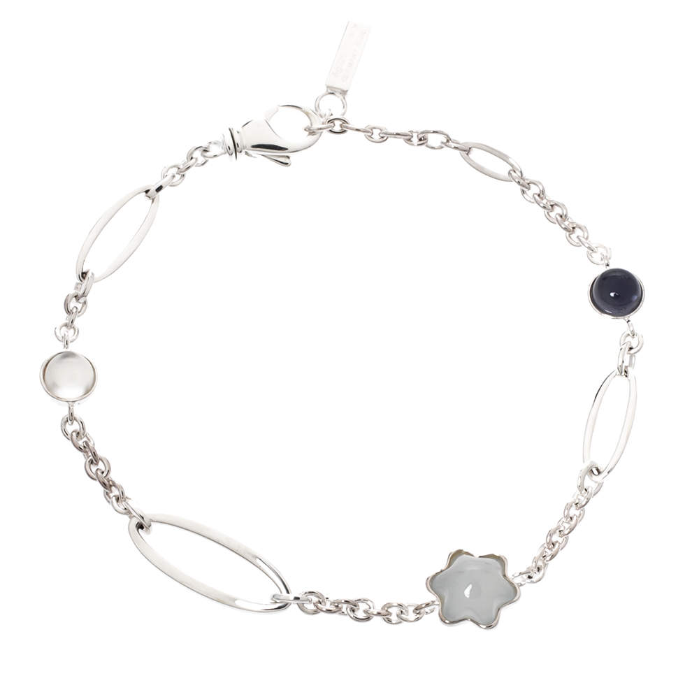 Pre Owned Montblanc Mutlicolor Gemstone Star Motif Silver Bracelet