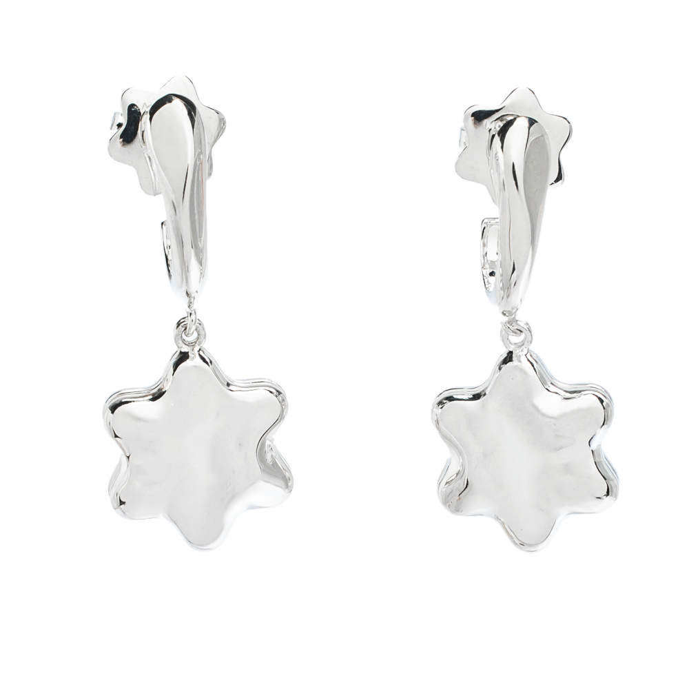 Pre Owned Montblanc Star Mother of Pearl Silver Drop Earrings