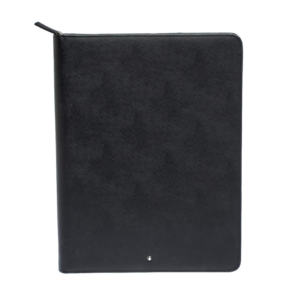 Pre Owned Montblanc Black Leather Sartorial Zip Notepad