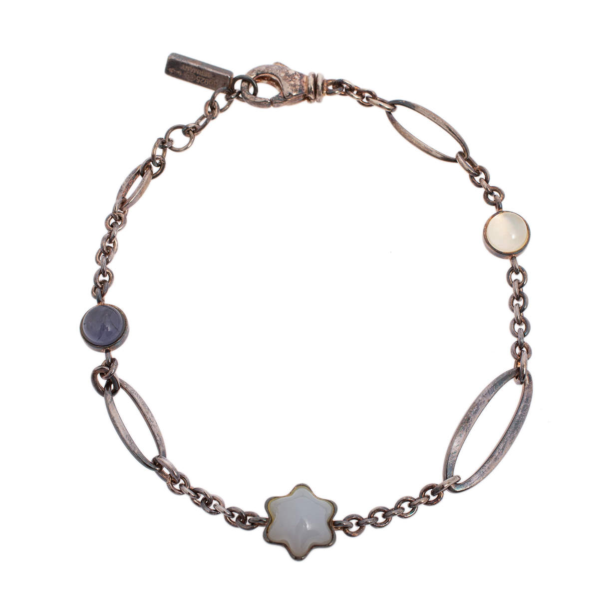 Pre Owned Montblanc Sterling Silver Cabochon Charms Bracelet