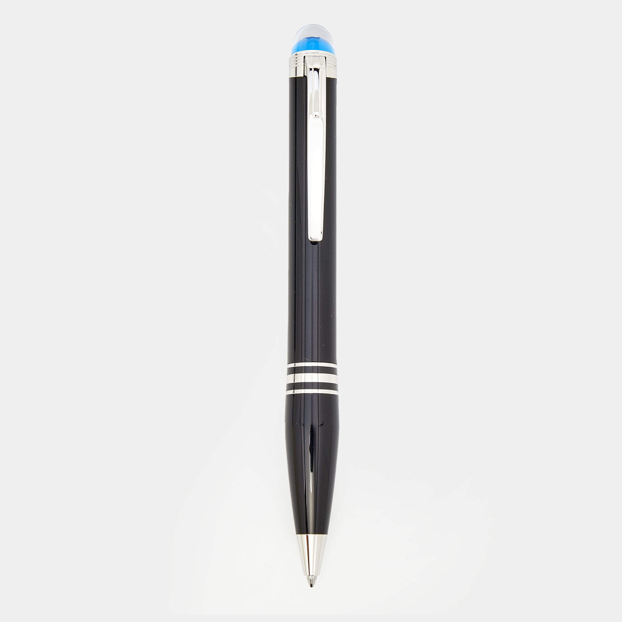 Pre Owned Montblanc StarWalker Black Precious Resin Silver Tone Ballpoint Pen 