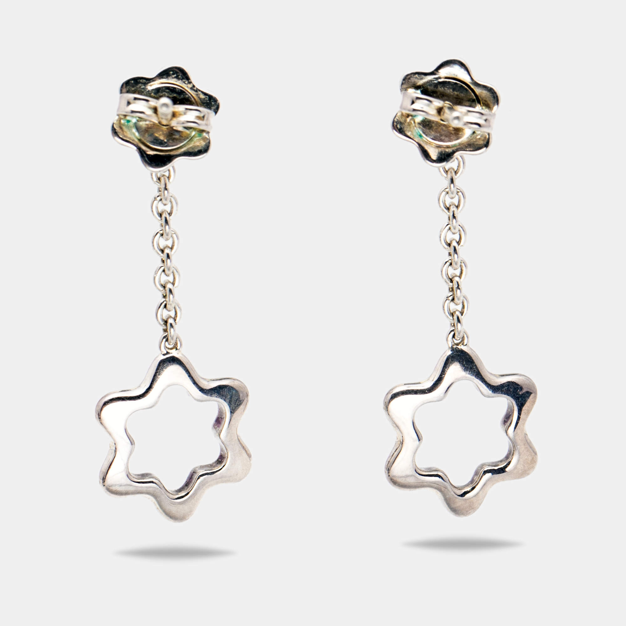 Pre Owned Montblanc Star Sterling Silver Dangle Earrings