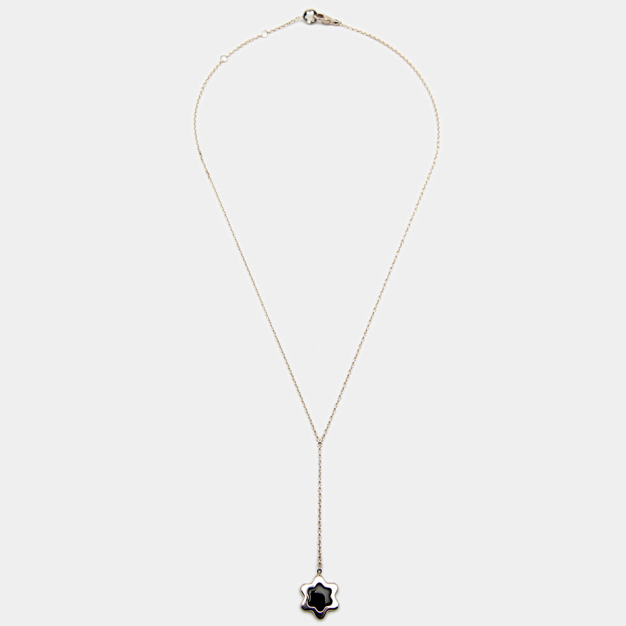 Pre Owned Montblanc Star Onyx Sterling Silver Necklace
