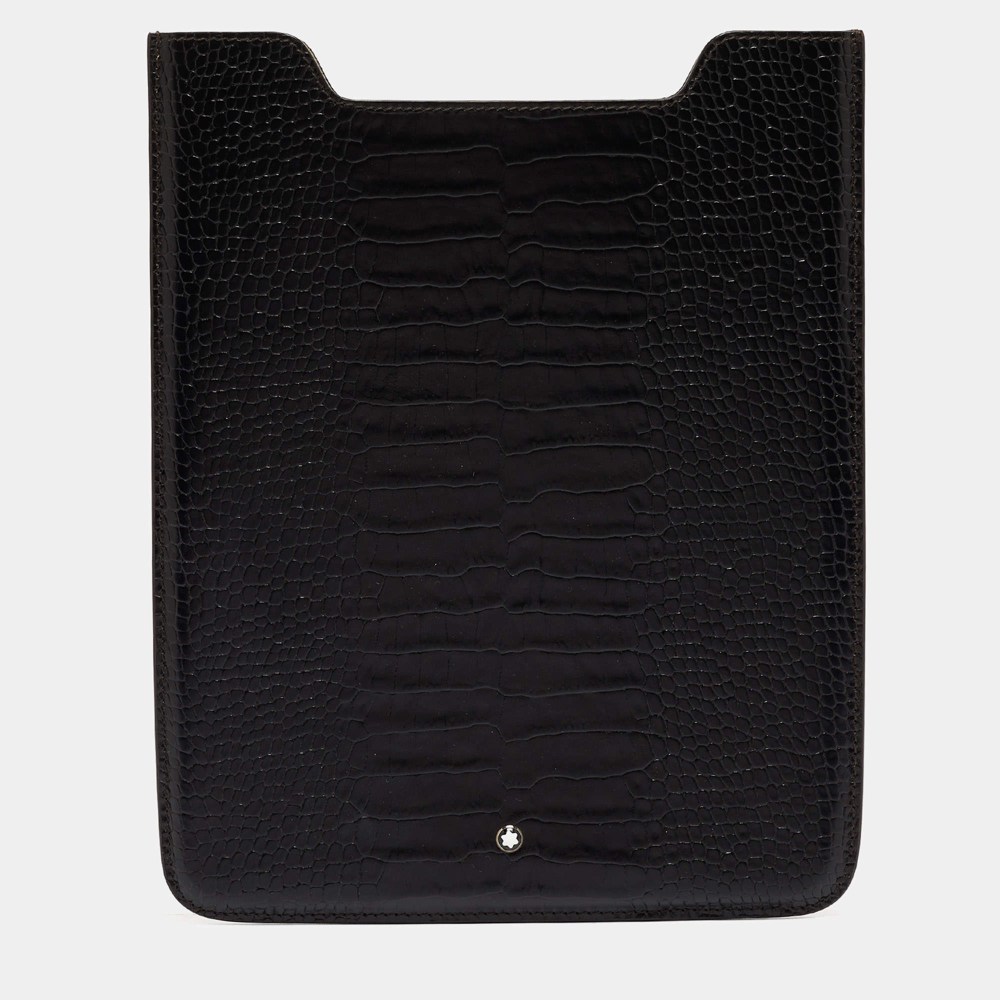  Montblanc Brown Croc Embossed Leather Meisterstuck Tablet Case 