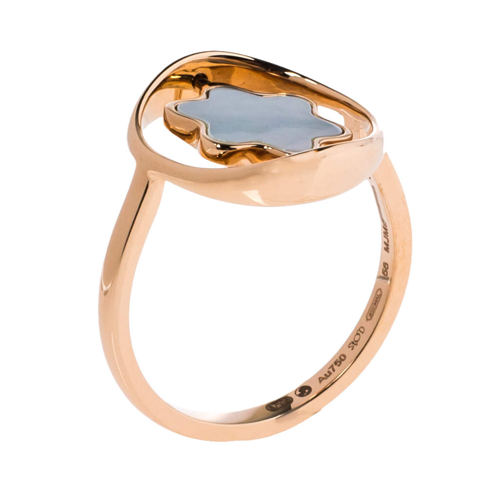 Montblanc Rotating Emblem Mother of Pearl 18K Rose Gold Ring Size 56