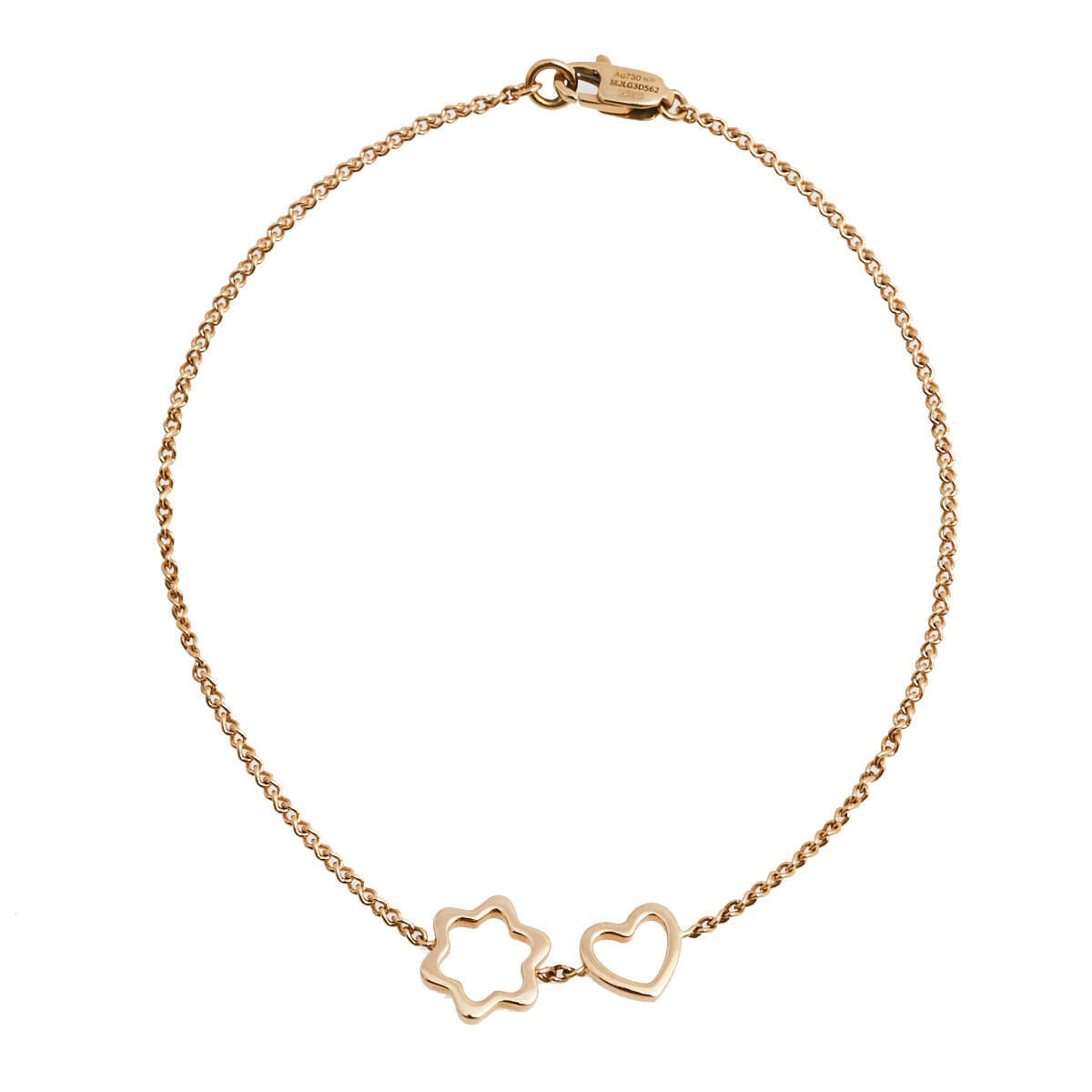 Pre Owned Montblanc 18K Rose Gold Star Heart Charm Bracelet