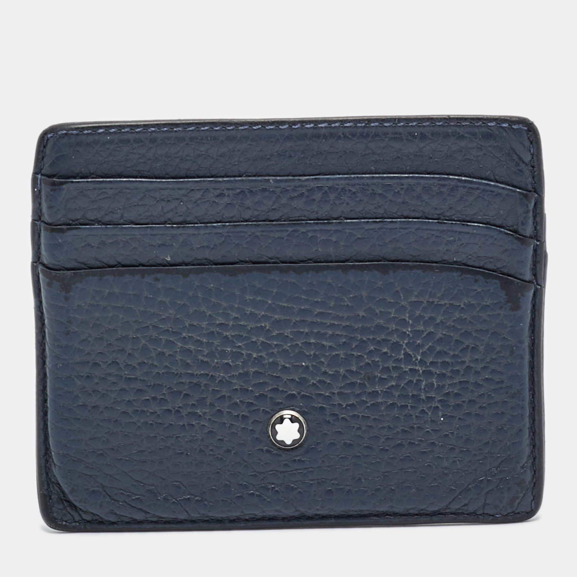 Pre Owned Montblanc Navy Blue Leather Meisterstuck Card Holder 
