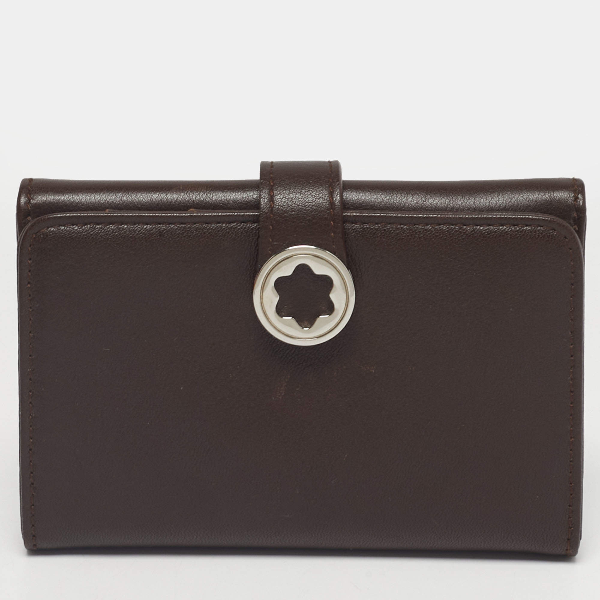 Pre Owned Montblanc Dark Brown Leather Lady Star Business Card Holder