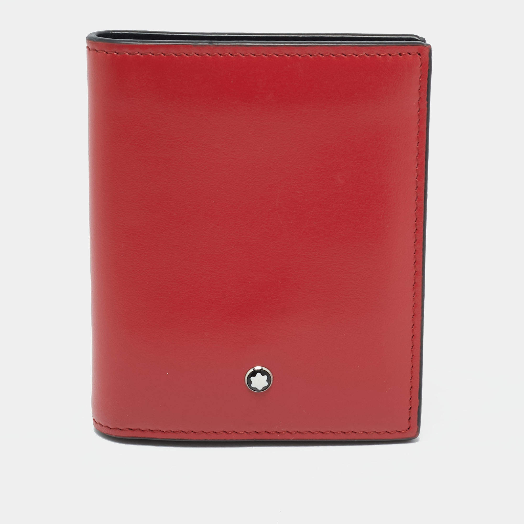 مملوكة مسبقًا Montblanc Meisterstuck Red Leather 6CC Compact Wallet