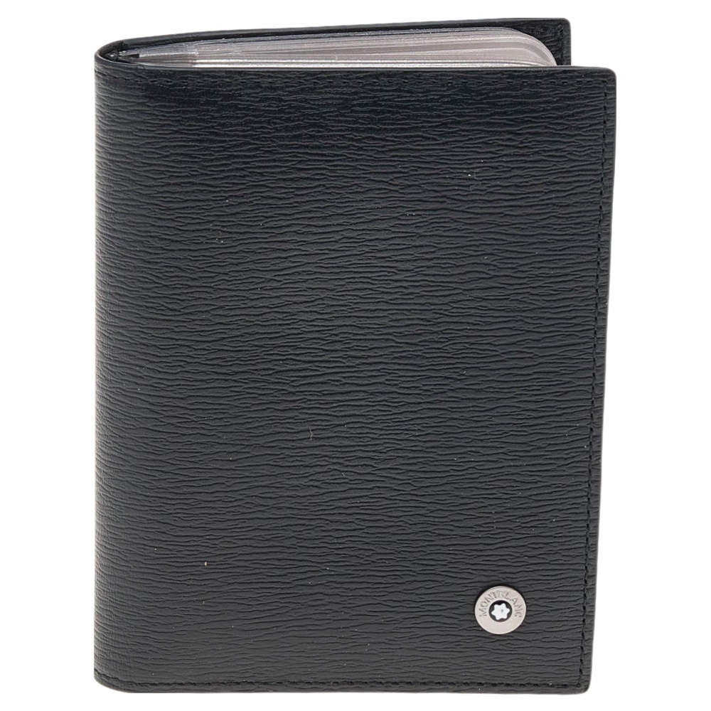 Pre Owned Montblanc Black Leather Card Case Holder Organizer 