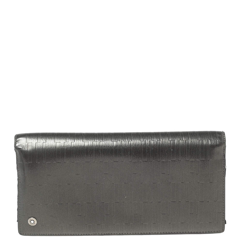 Montblanc Gun Metal Leather Westside Black Mystery Continental Wallet 