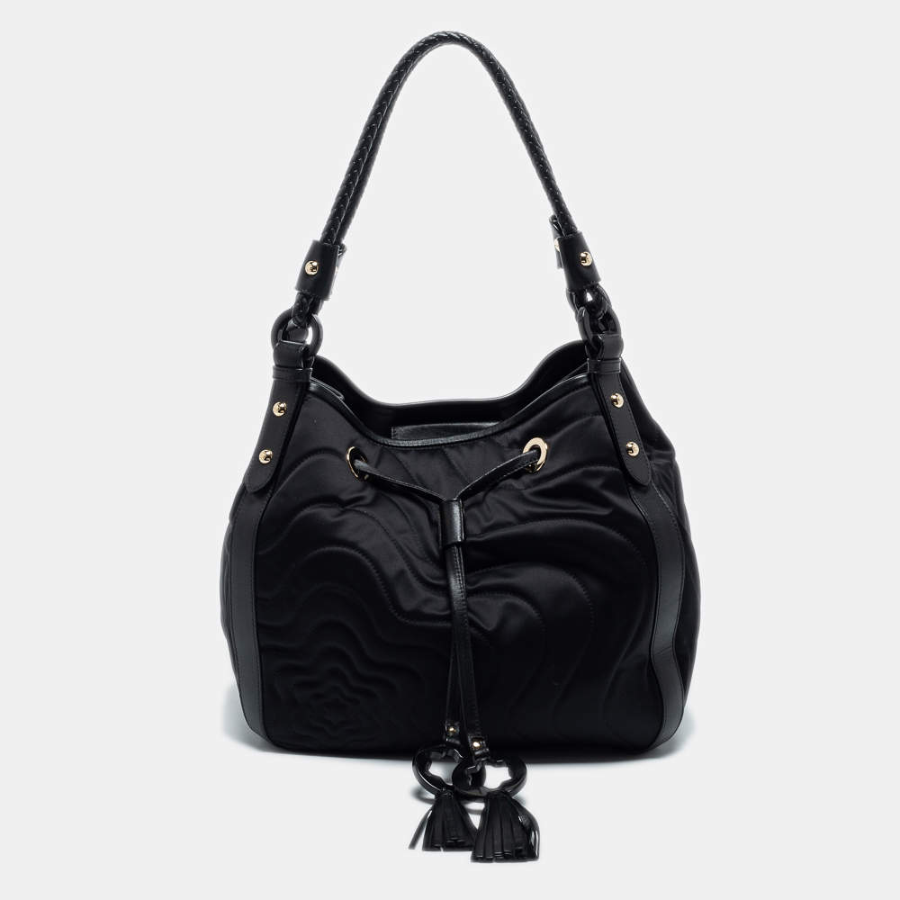 Montblanc Black Nylon and Leather Starisma Dalila Drawstring Bag