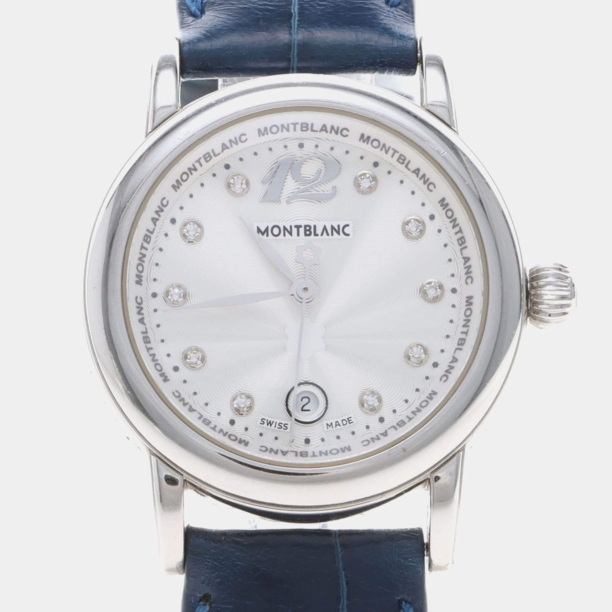 Pre Owned Montblanc Star 7079 Quartz Silver Stainless Steel Women's Wristwatch 32 mm