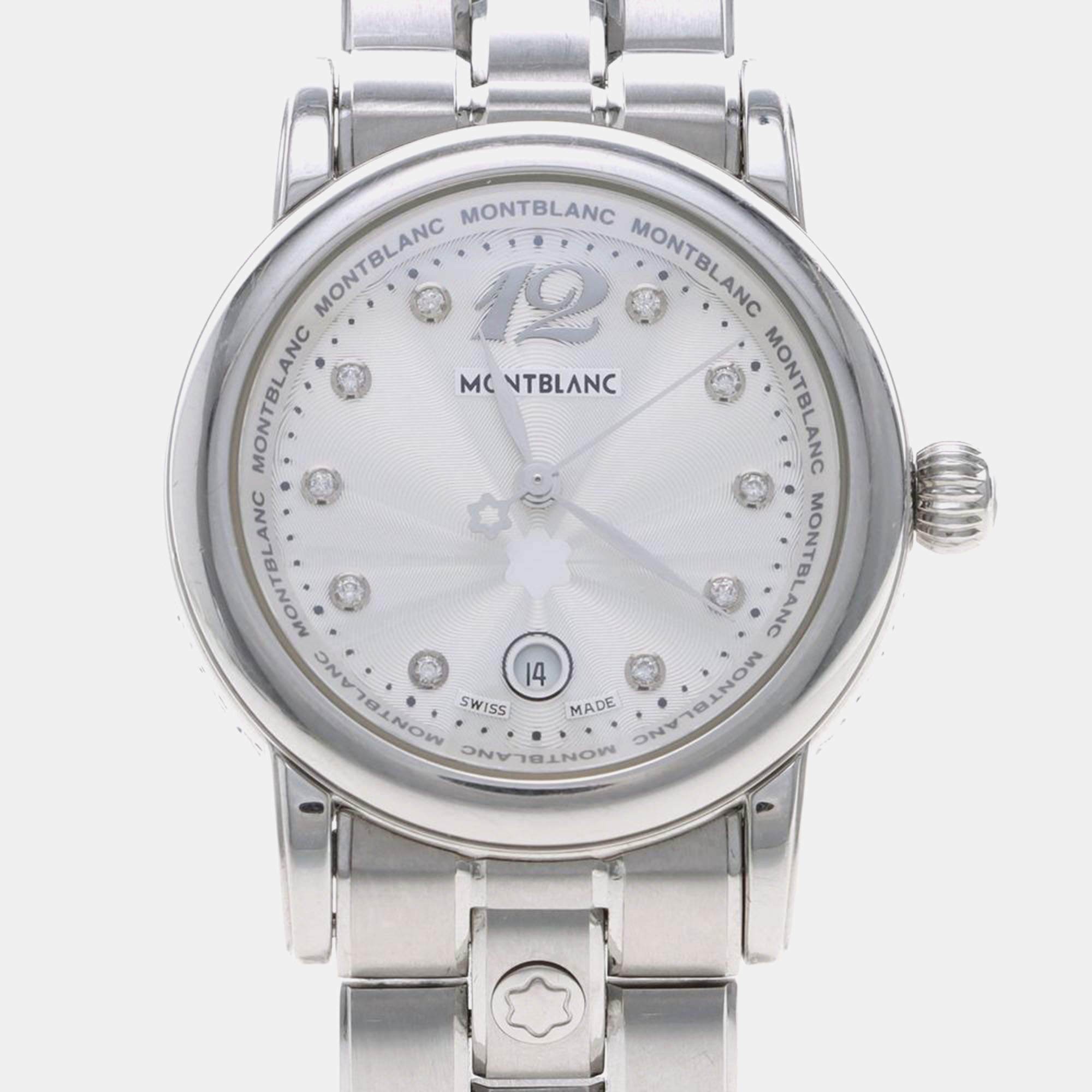 Pre Owned Montblanc Star 35884 Quartz Silver Stainless Steel Women's Wristwatch 32 mm