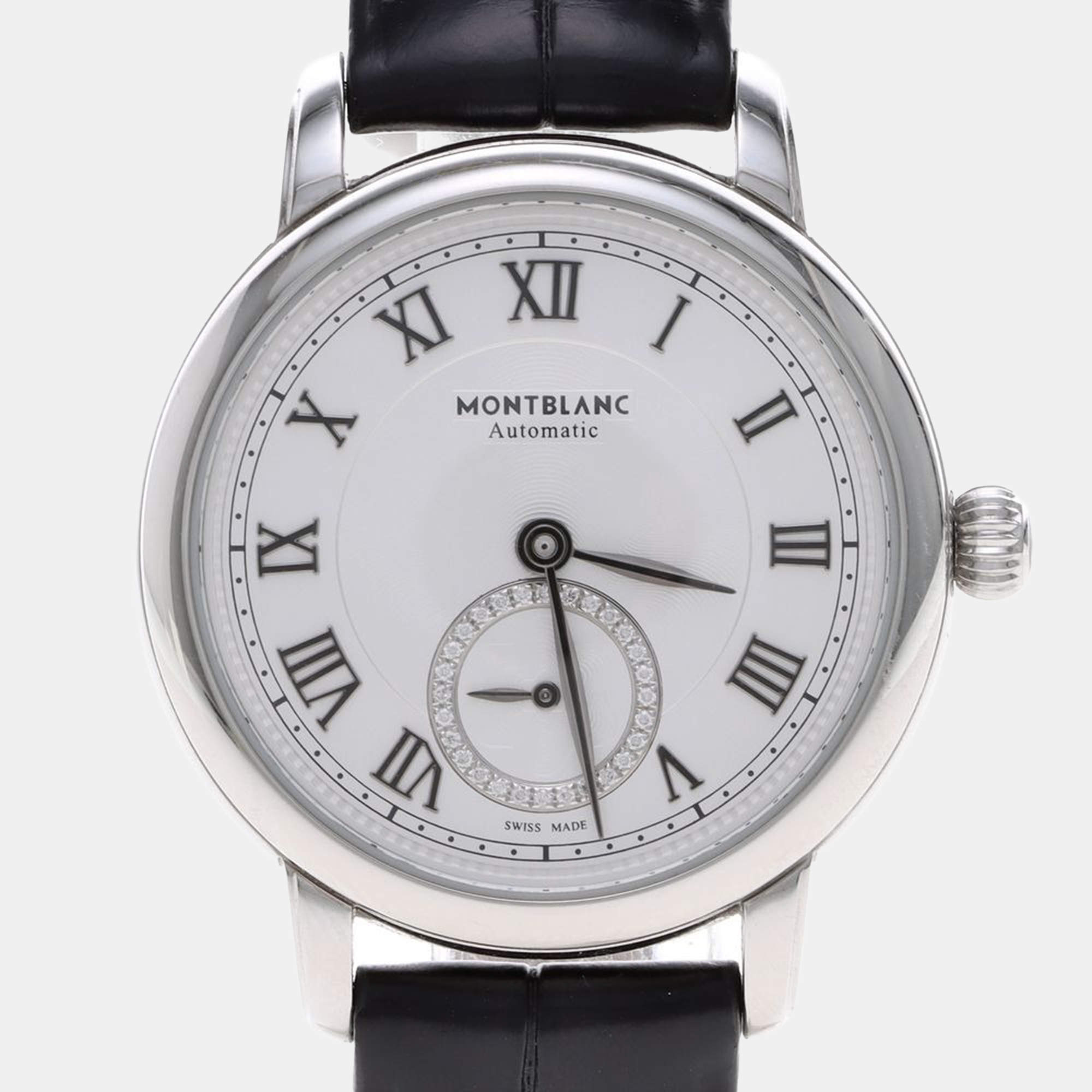 Pre Owned Montblanc Star Legacy Diamond 126111 Automatic Stainless Steel Womens Wristwatch 32 mm