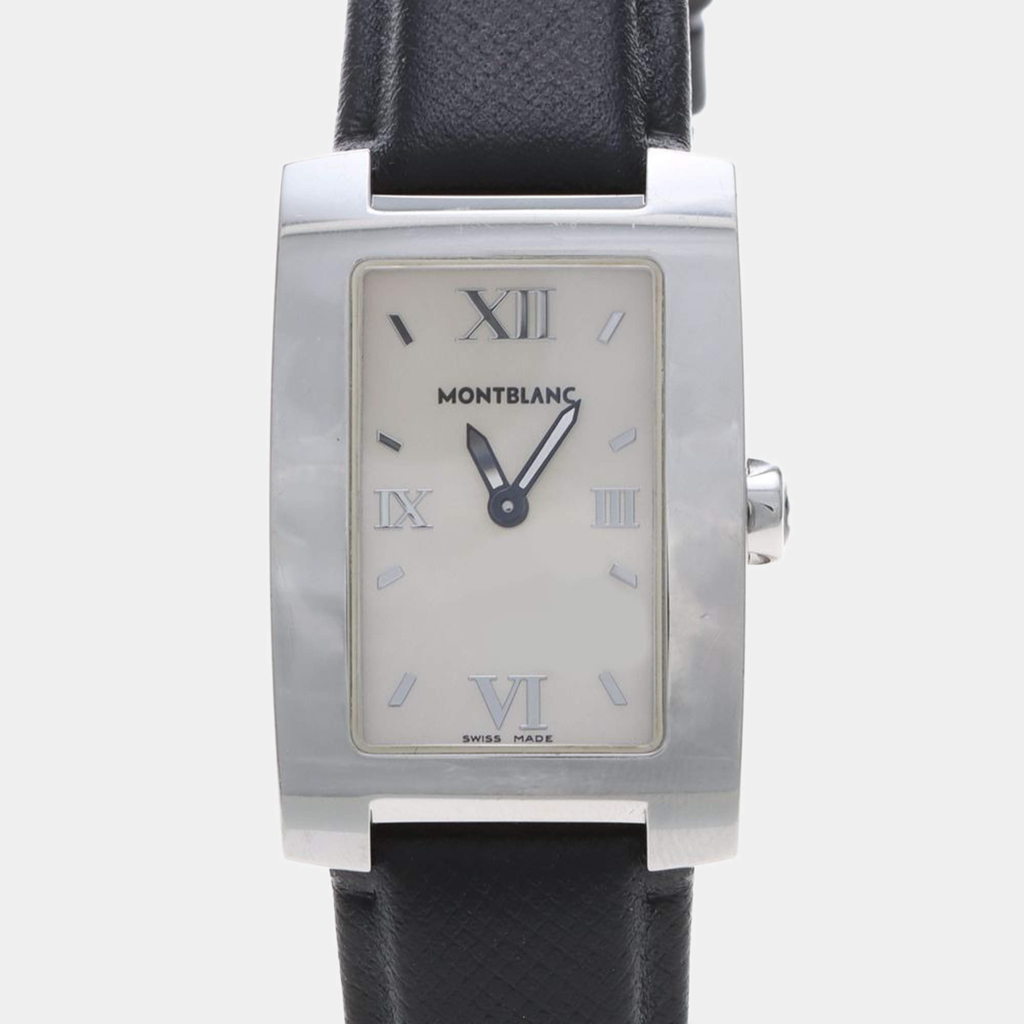 مملوكة مسبقًا Montblanc Profile 7077 Automatic White Stainless Steel Men's Wristwatch 35mm