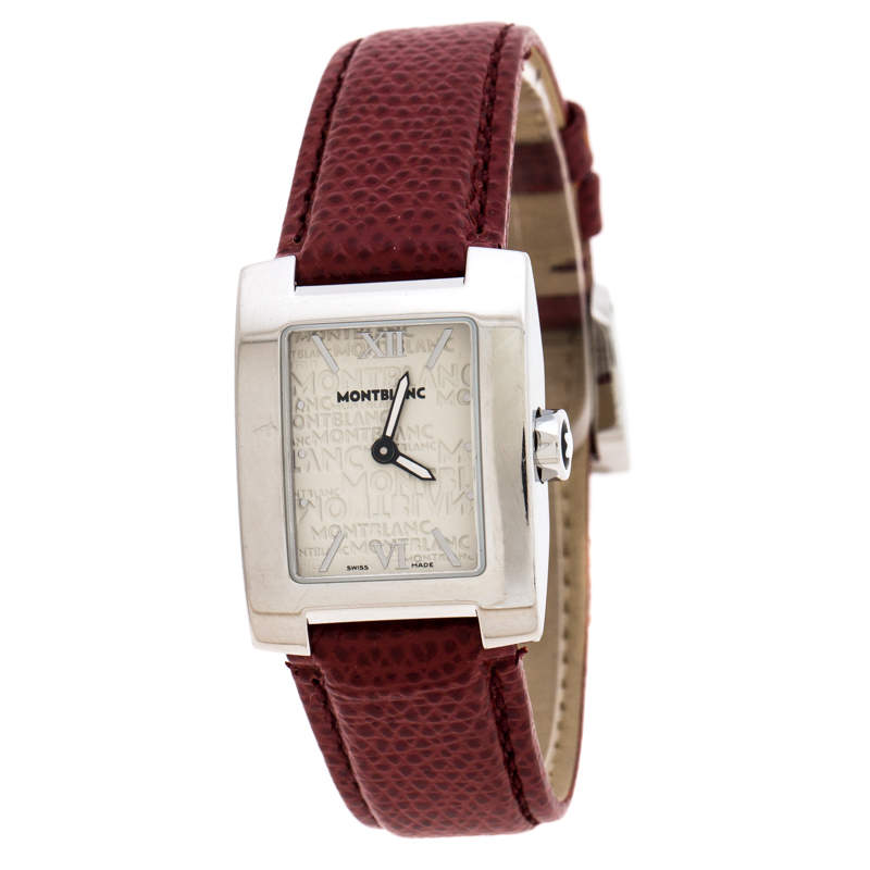 Pre Owned Montblanc Ivory Stainless Steel Profile Elegance 7047 Women's Wristwatch 23 MM