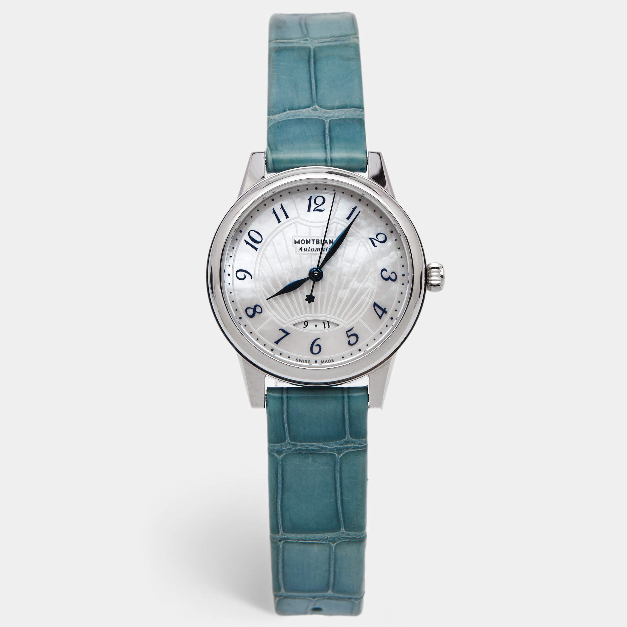 Montblanc Mother Of Pearl Stainless Steel Alligator Leather Boheme 118774 Women's Wristwatch 30 mm