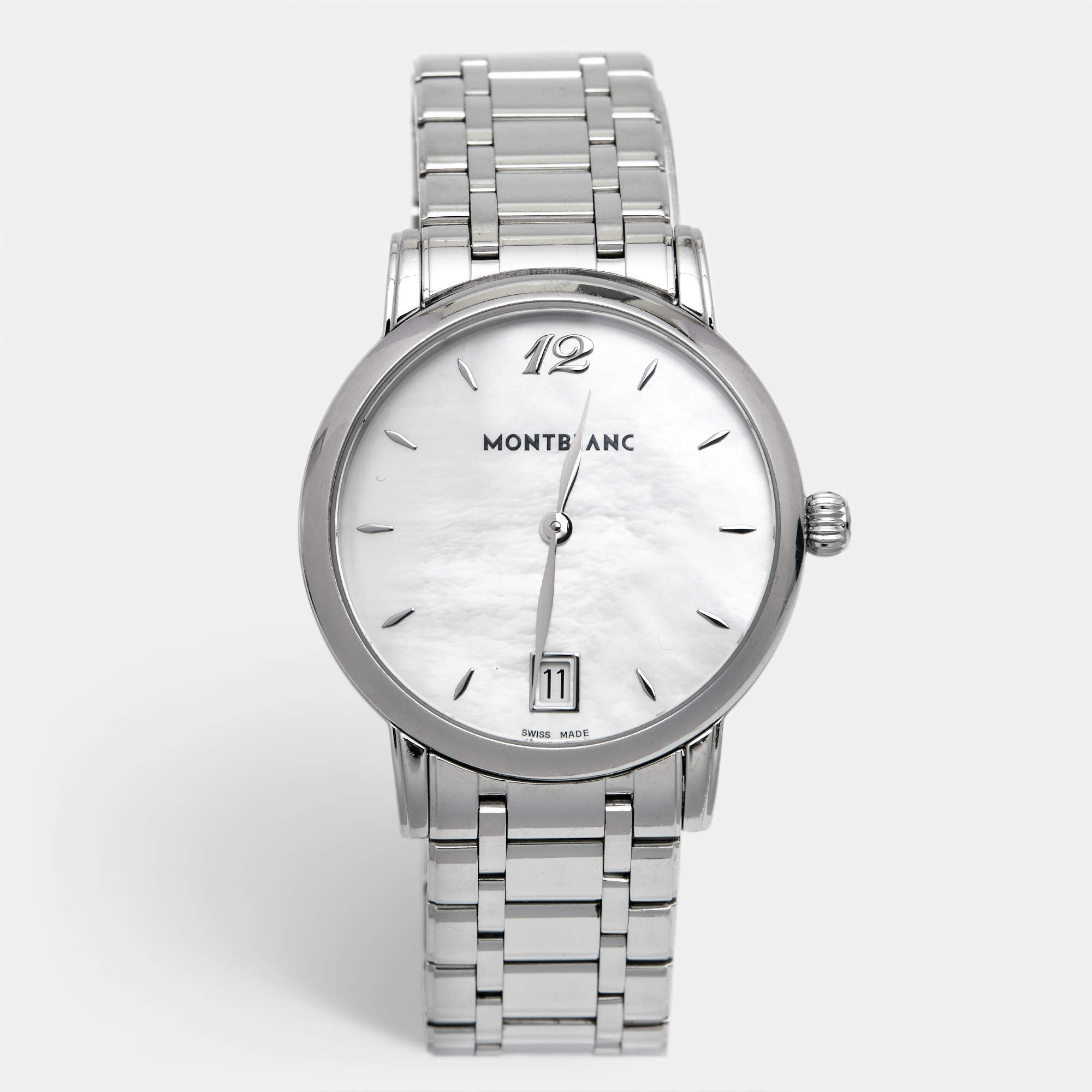 Montblanc White Mother Of Pearl Stainless Steel Star Classique 108764 Women's Wristwatch 34 mm