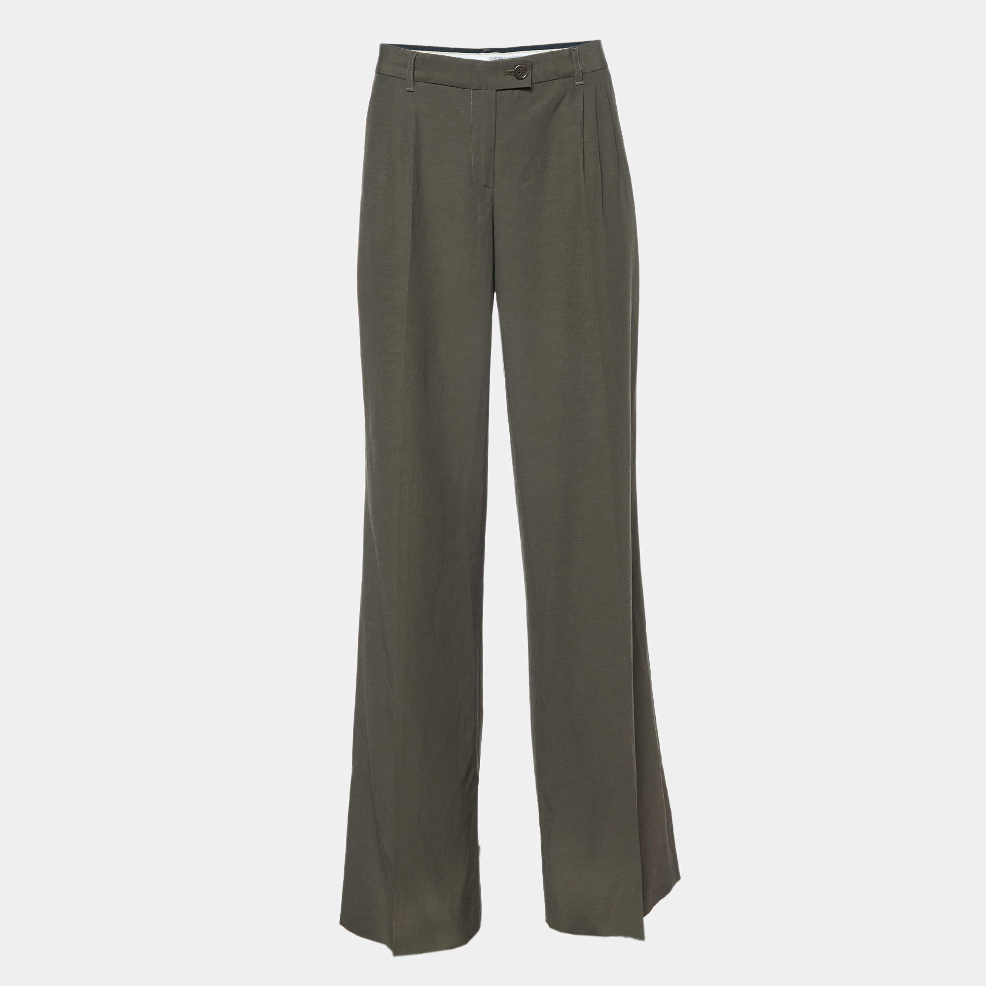 Moschino Cheap and Chic Green Cotton Blend Wide Leg Trouser M