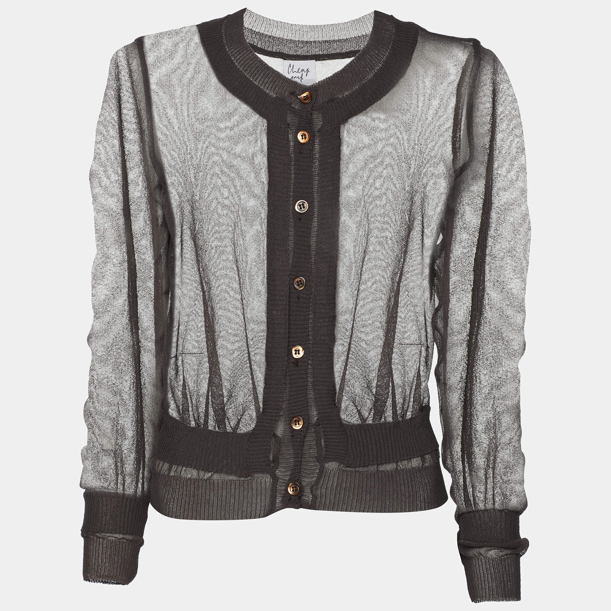 Moschino Cheap and Chic Grey Mesh Front Button Top M
