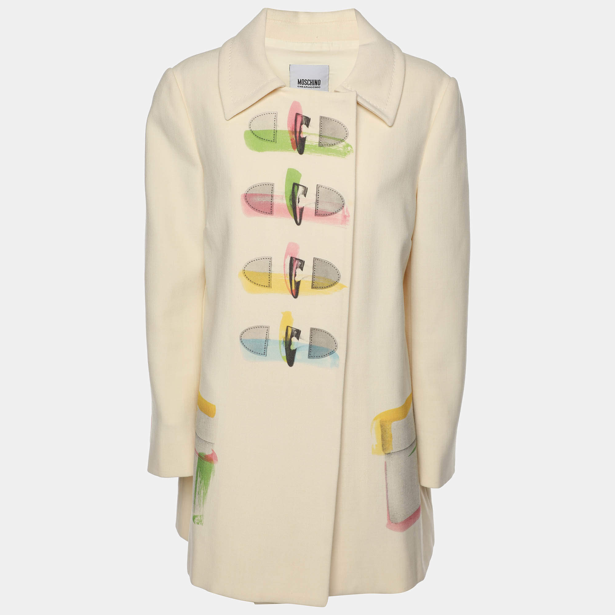 Moschino Cheap and Chic Cream Virgin Wool Coat M