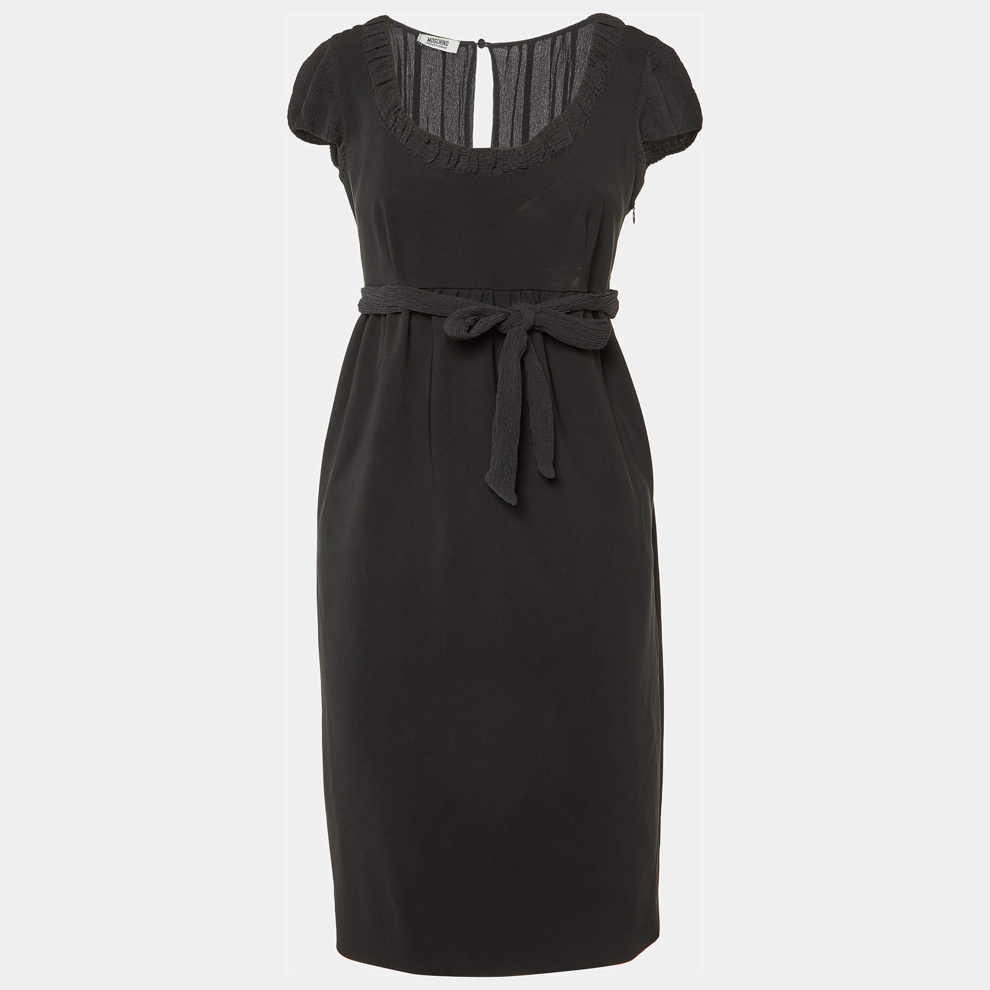 Pre Owned Moschino Cheap and Chic Black Crepe Midi Dress S