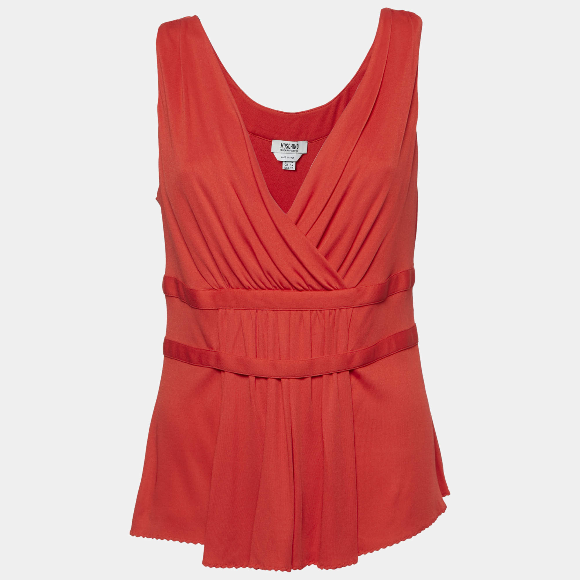 Moschino Cheap and Chic Red Silk Blend Knit Sleeveless Top L