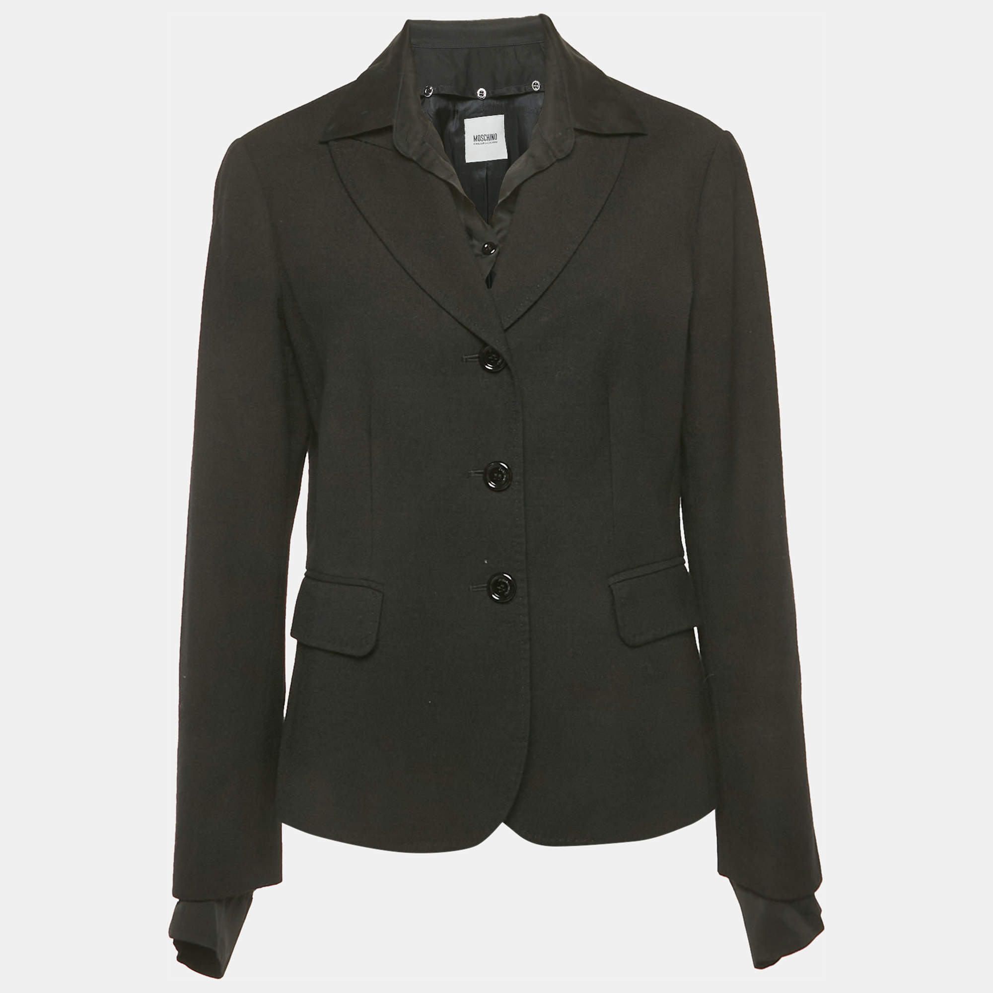 Pre Owned Moschino Cheap and Chic Black Crepe Detachable Collar Blazer L