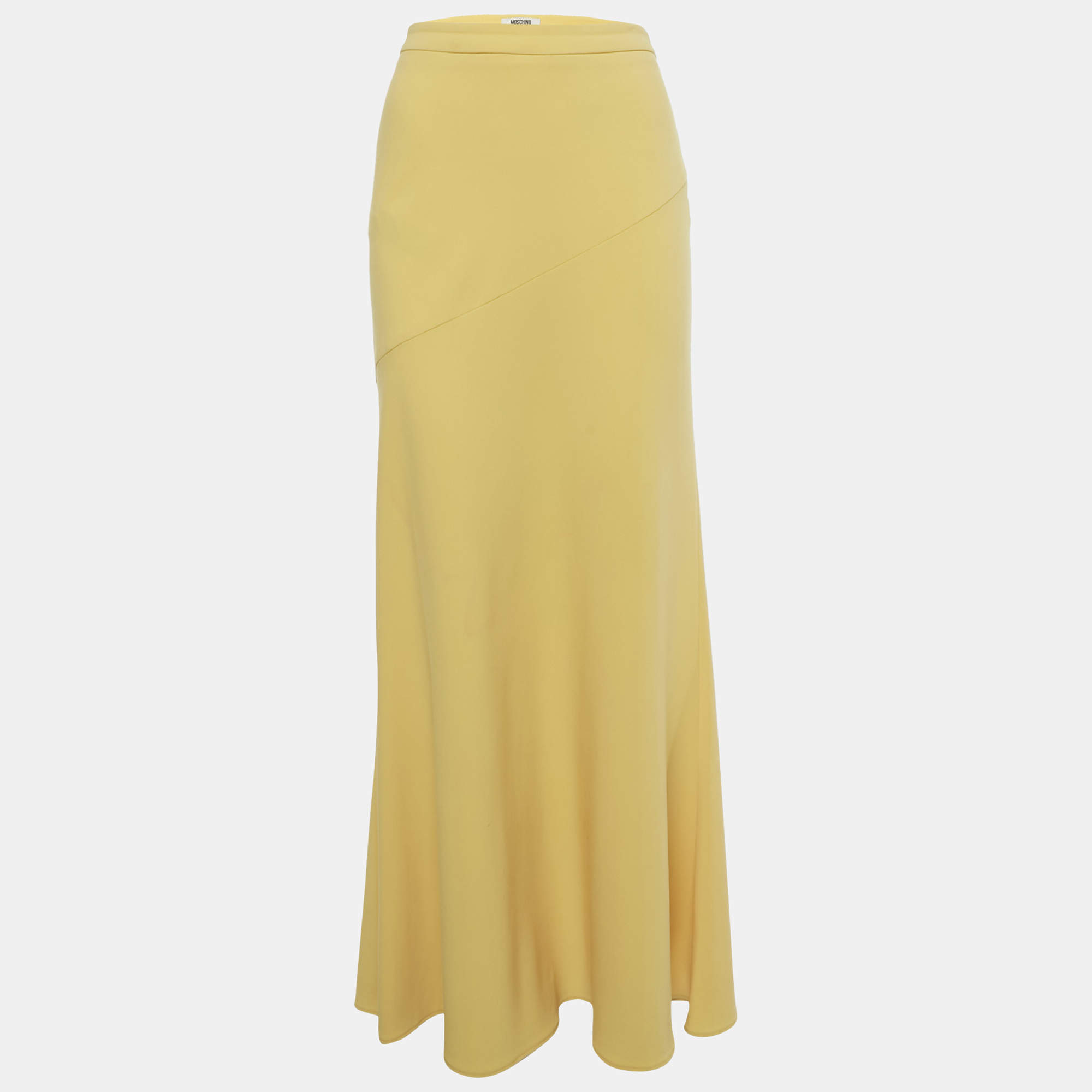 Pre Owned Moschino Cheap and Chic Yellow Crepe Flared Maxi Skirt S