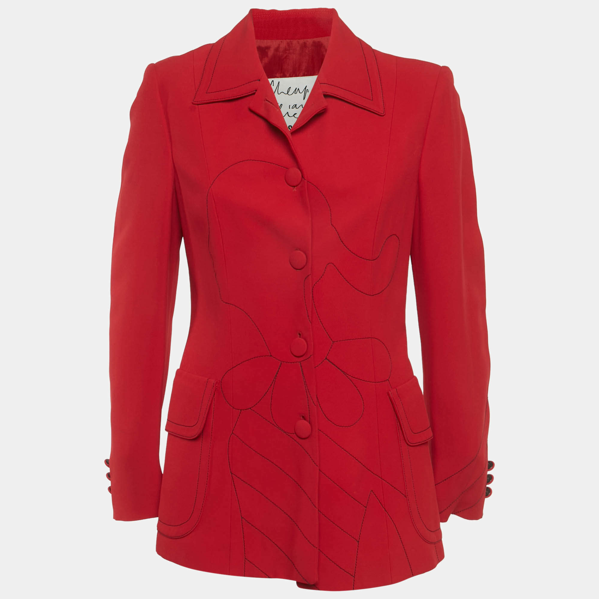 مملوكة مسبقًا Moschino Cheap and Chic Red Embroidered Crepe Blazer M