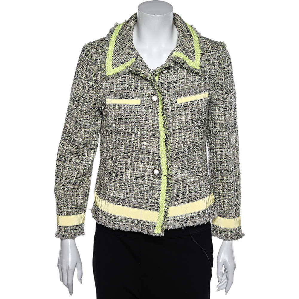 Moschino Cheap and Chic Multicolor Tweed Button Front Jacket L