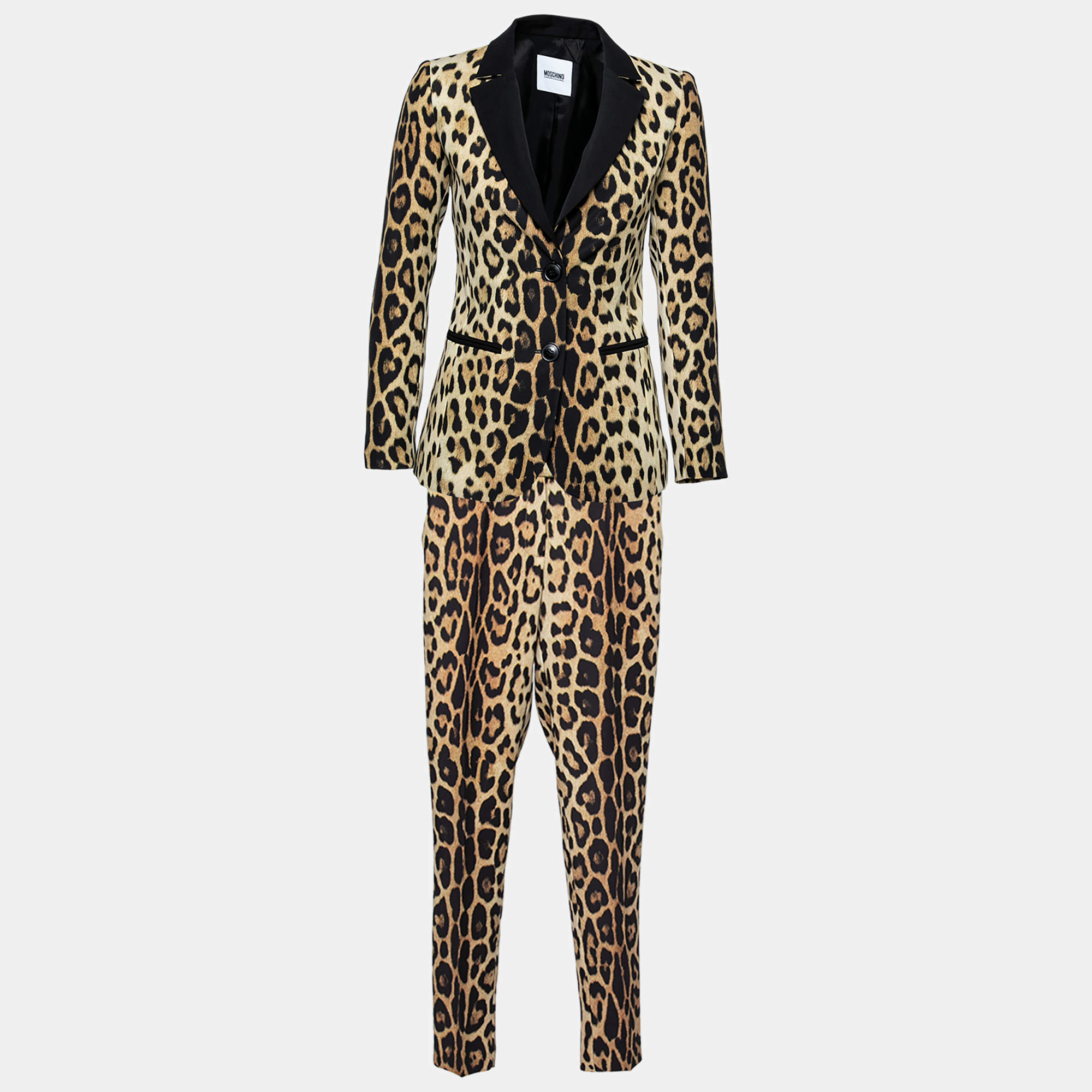 Moschino Cheap & Chic Multicolor Leopard Print Crepe Suit S
