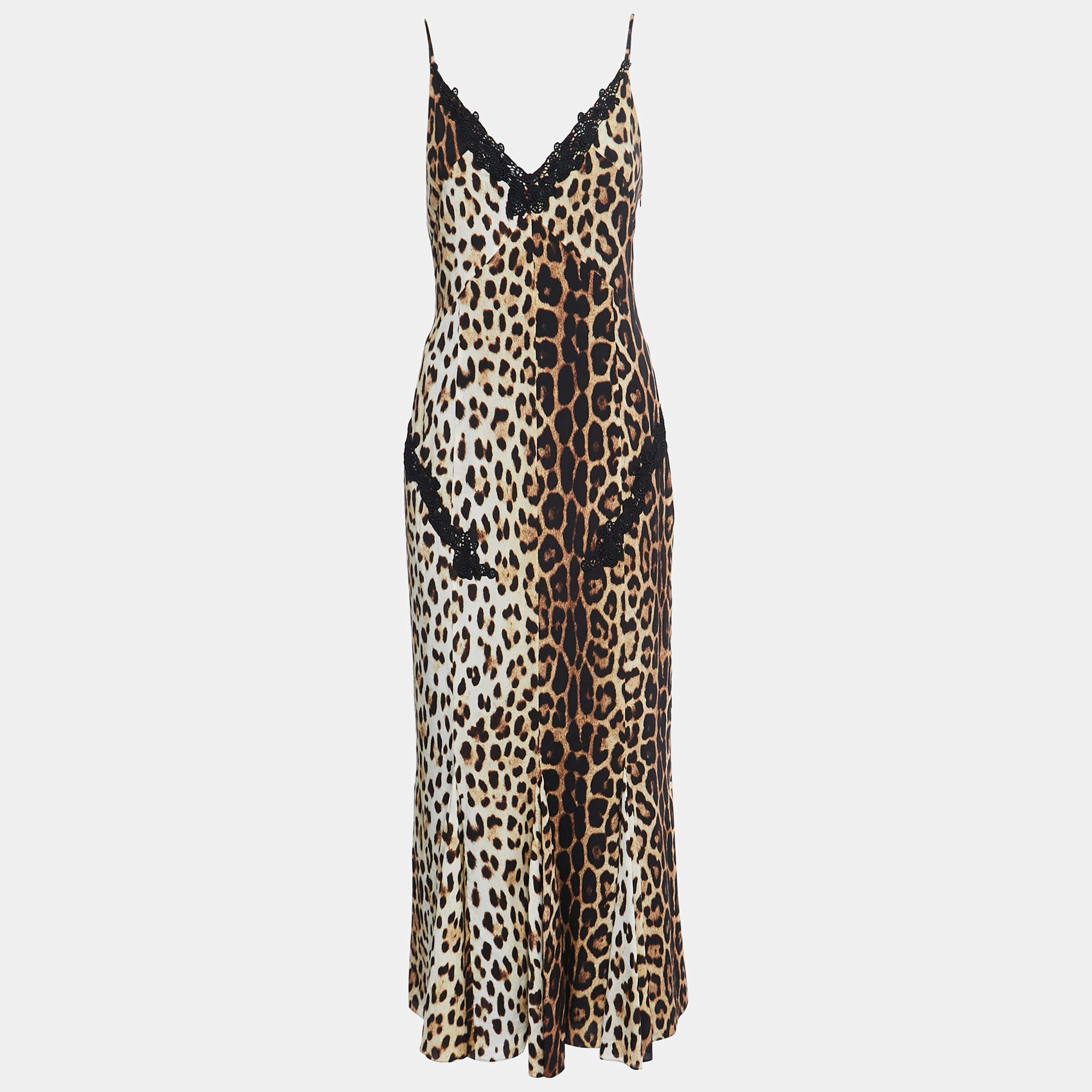 Moschino Cheap and Chic Brown Leopard Print Silk Slip Dress S