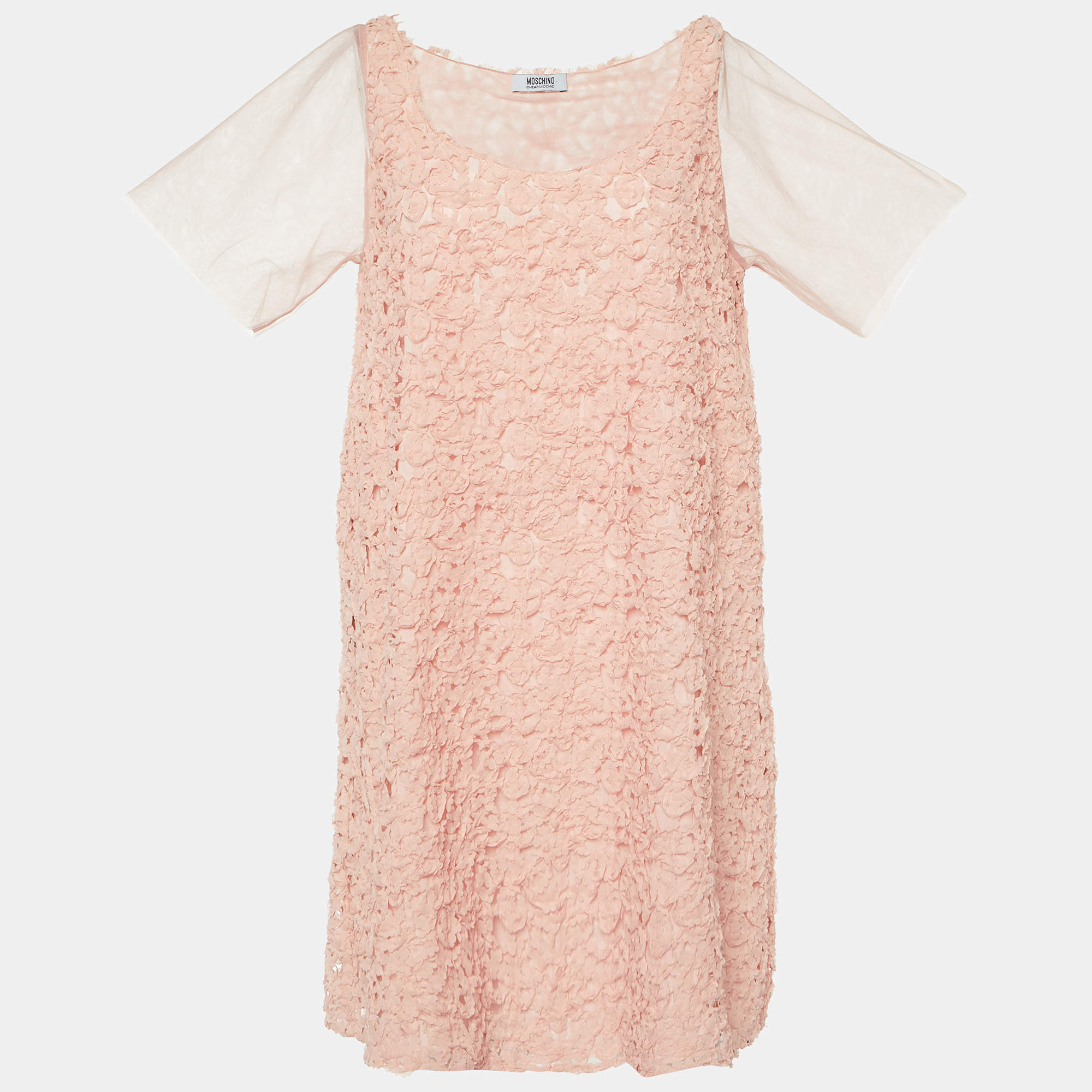 Moschino Cheap and Chic Pink Floral Applique Detail Shift Dress M