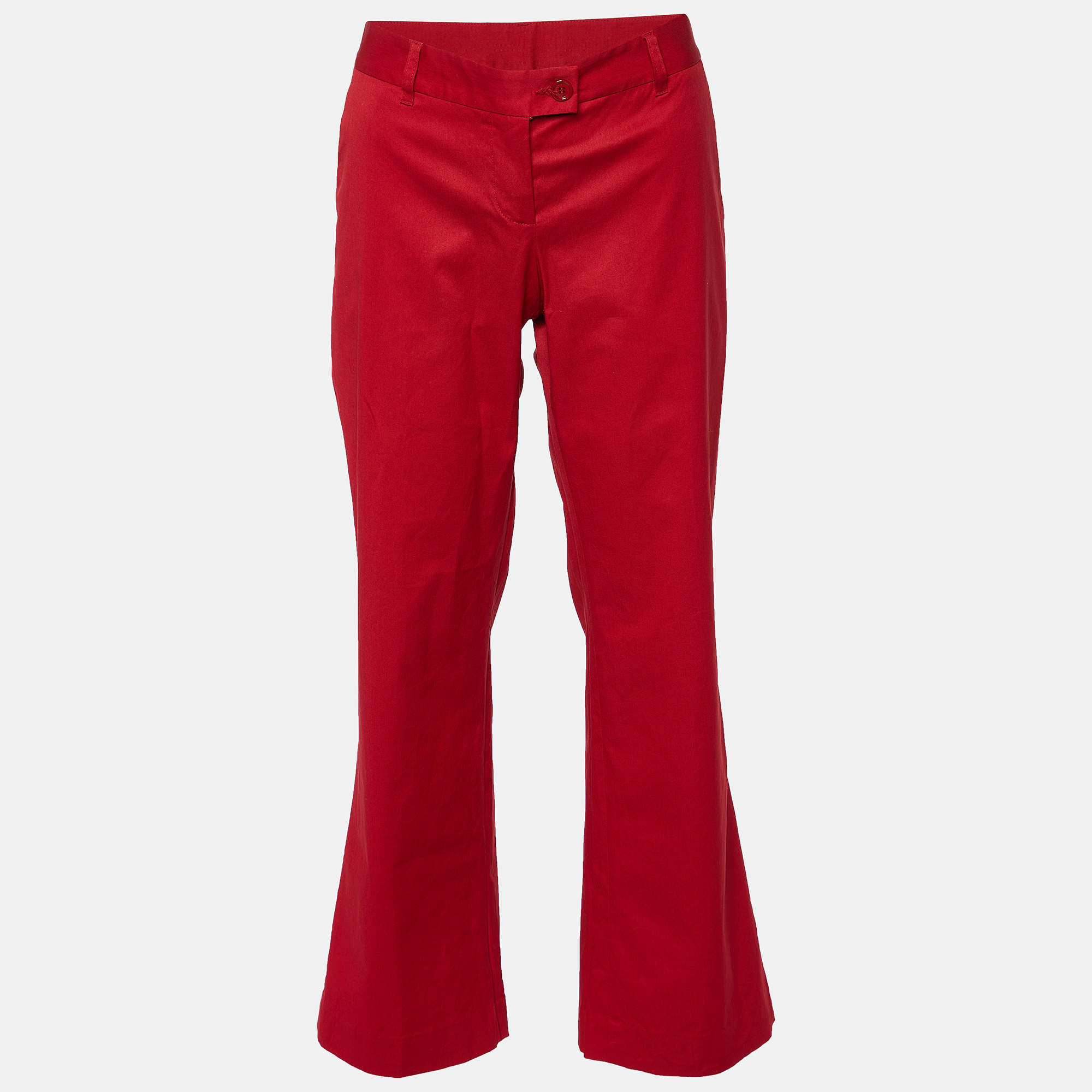 Pre Owned Moschino Cheap and Chic Red Cotton Straight Fit Trousers M