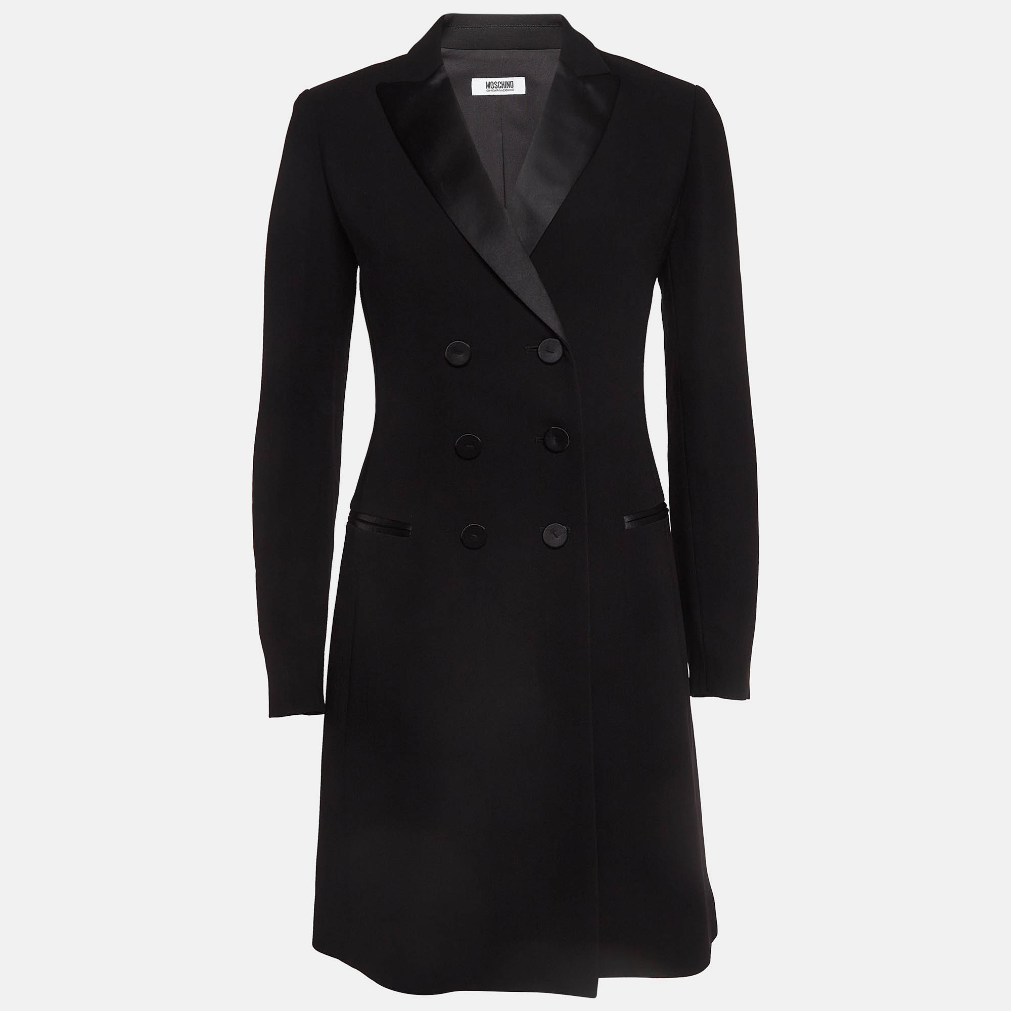 Pre Owned Moschino Cheap and Chic Black Gabardine Blazer Mini Dress S