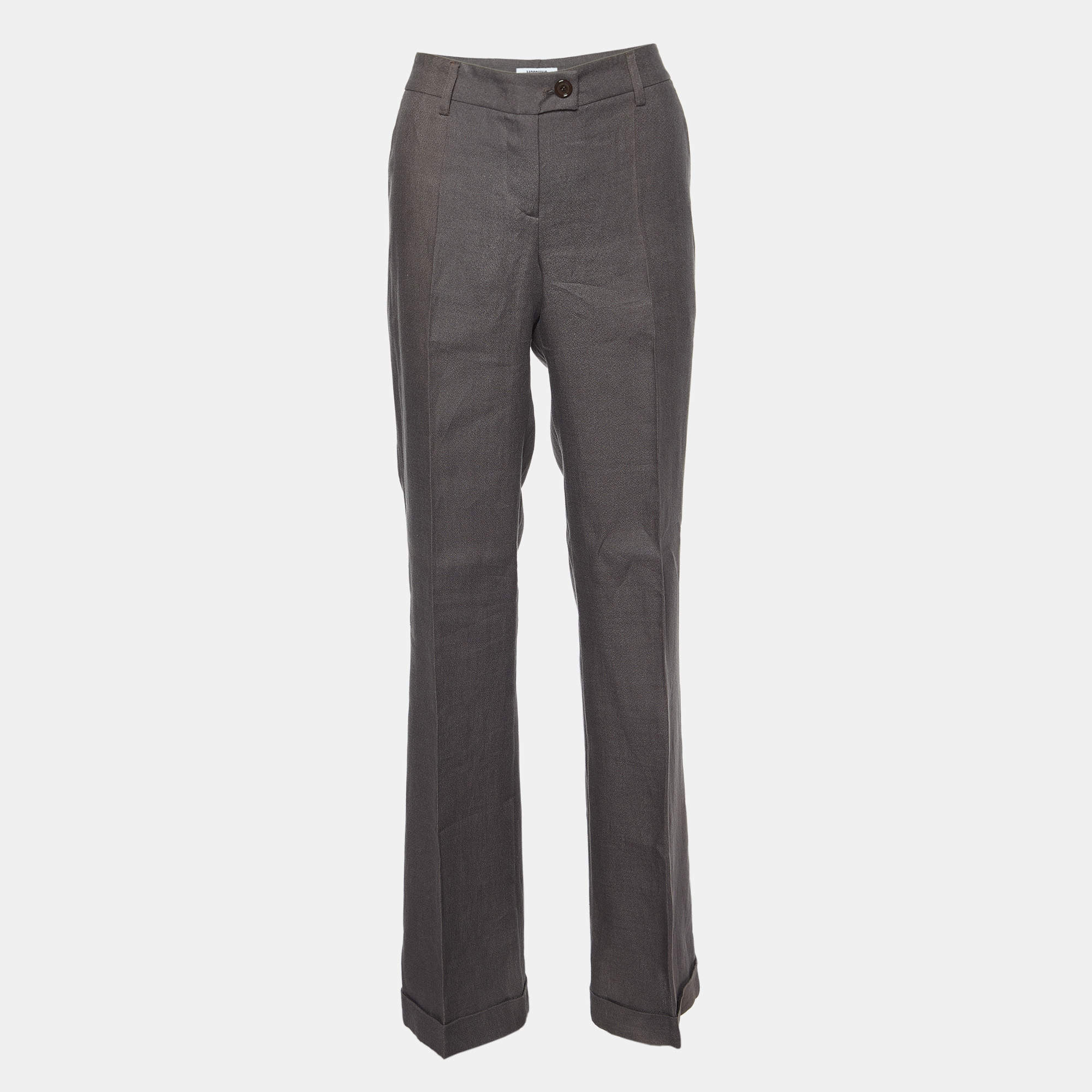 Moschino Cheap and Chic Brown Linen Flared Trousers M