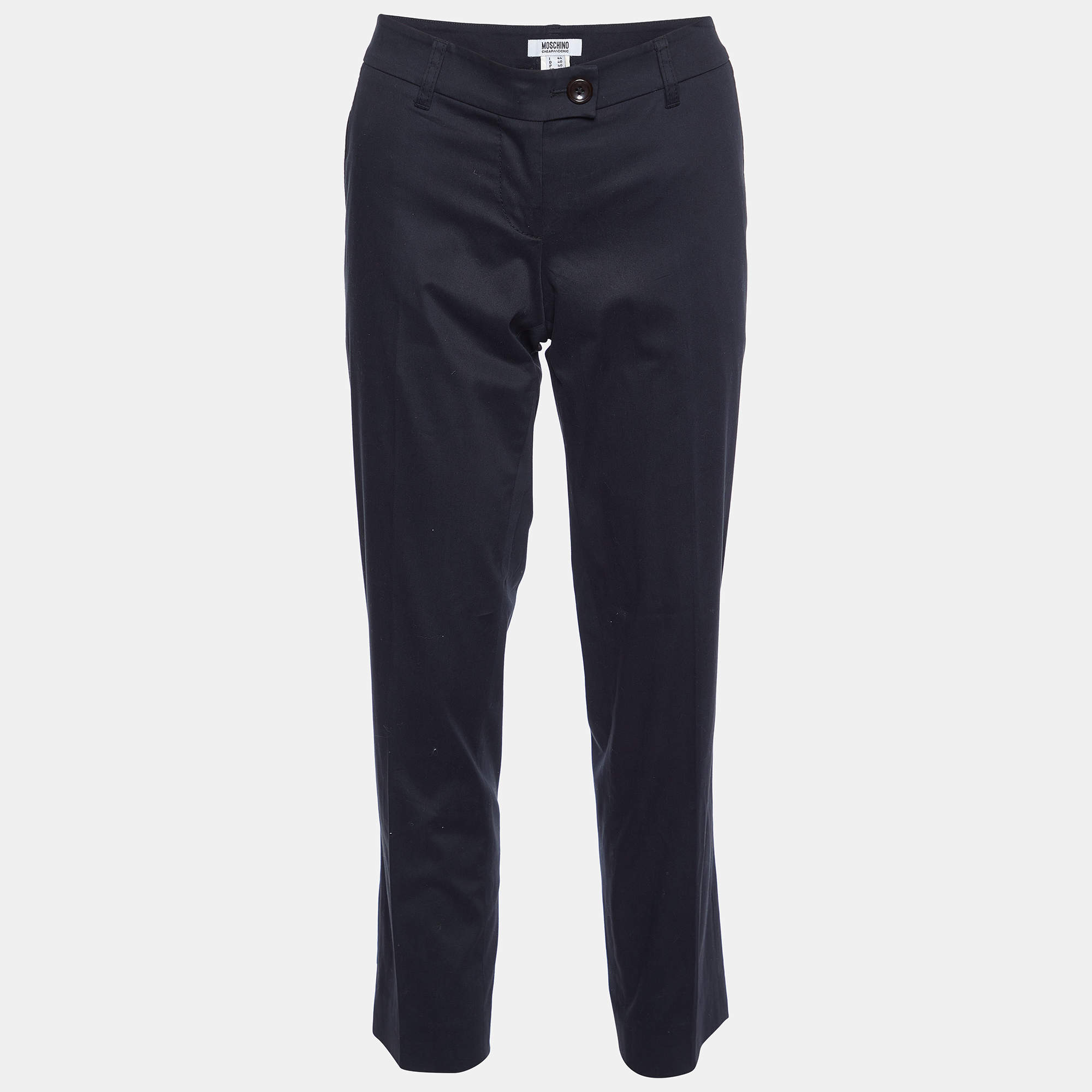 Pre Owned Moschino Cheap and Chic Black Cotton Tailored Trousers M