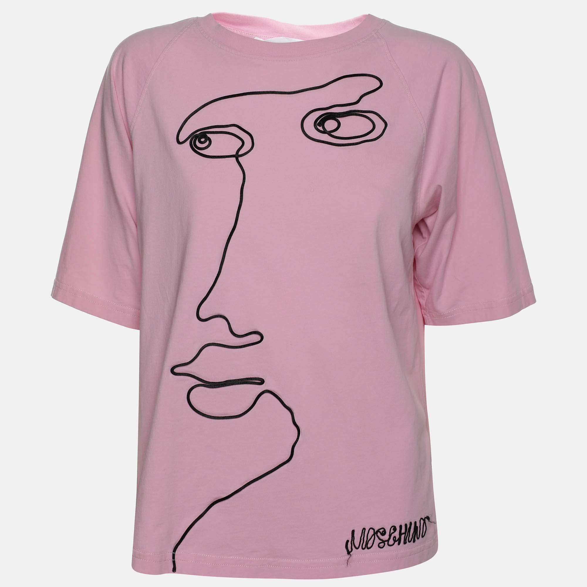 Moschino Couture Pink Face Embroidered T-Shirt S
