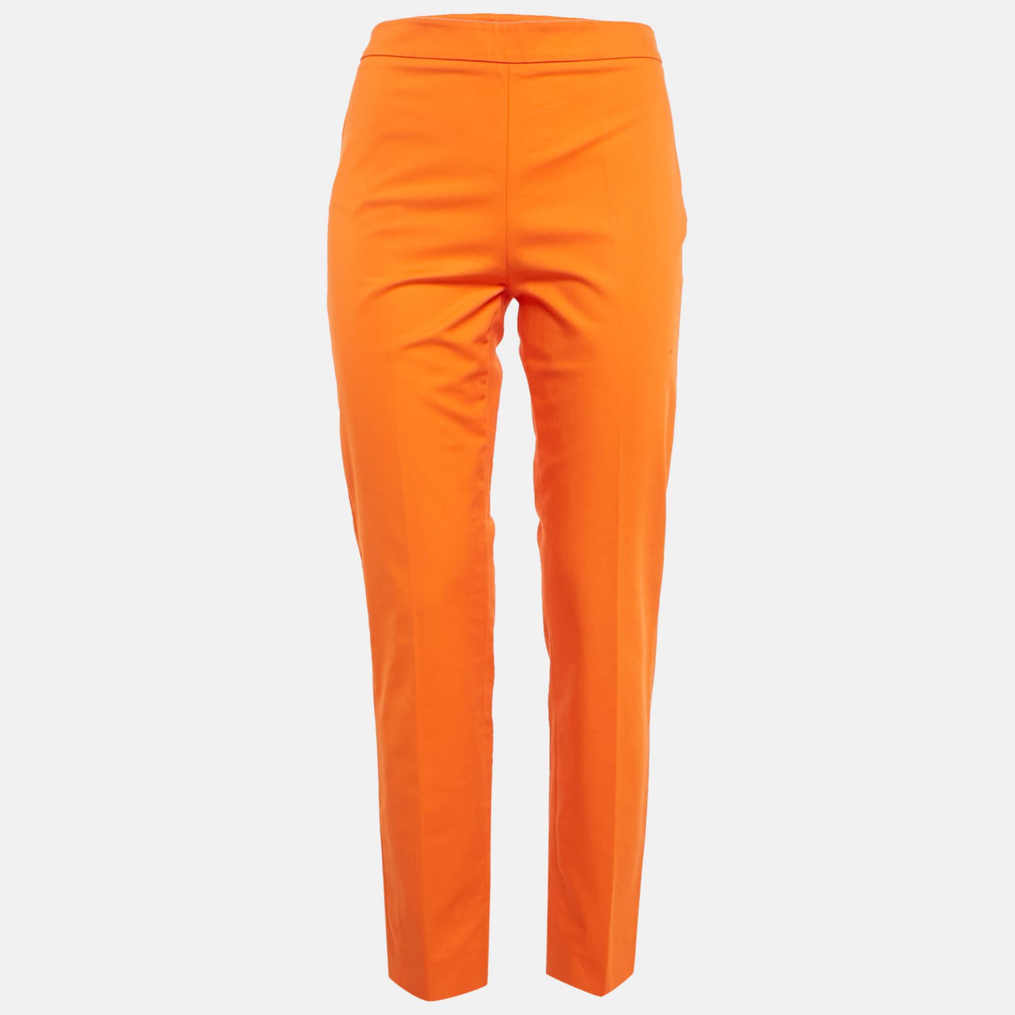 Pre Owned Moschino Couture Orange Cotton Regular Fit Trousers M