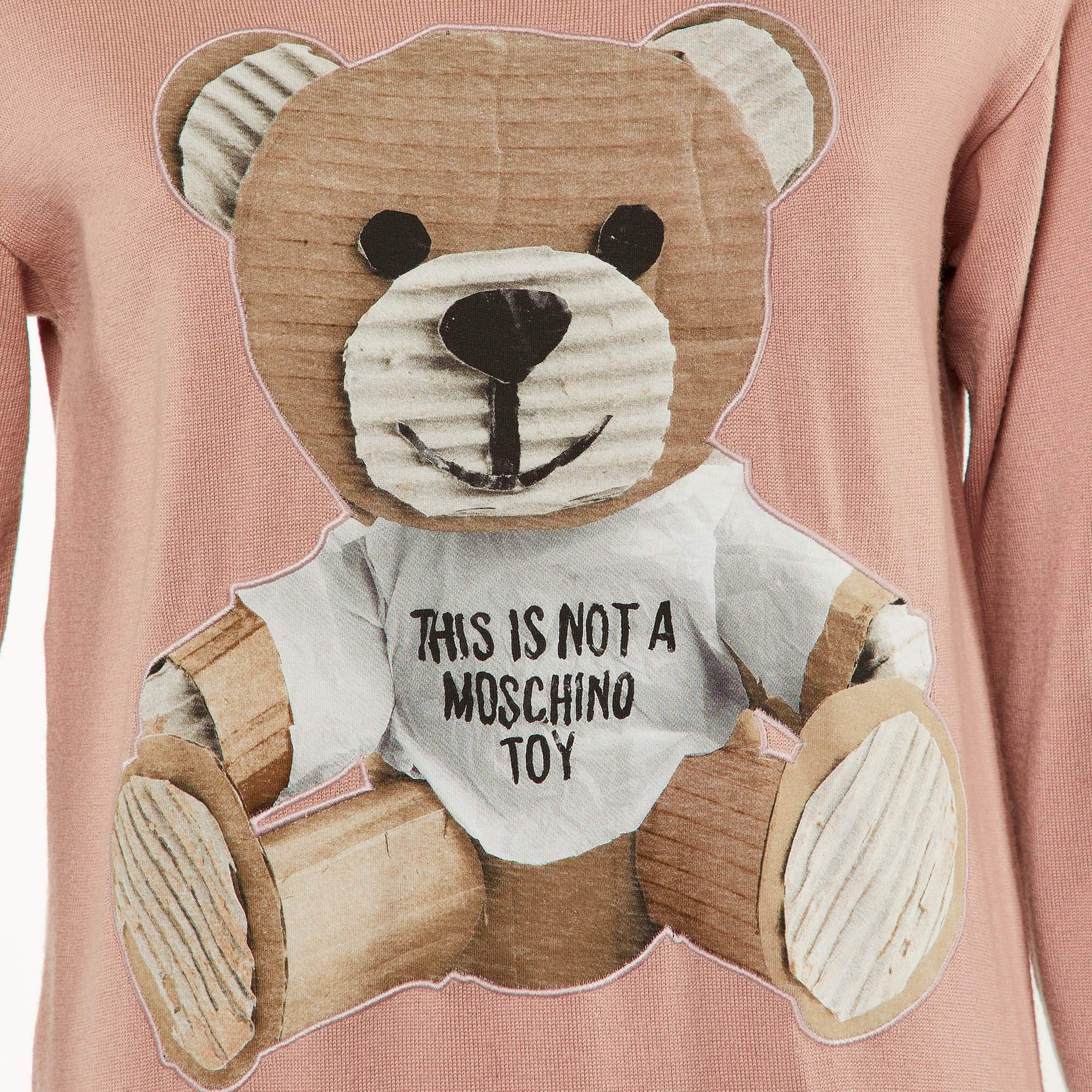 Moschino Couture Pink Wool Bear Appliqued Sweater Dress XS