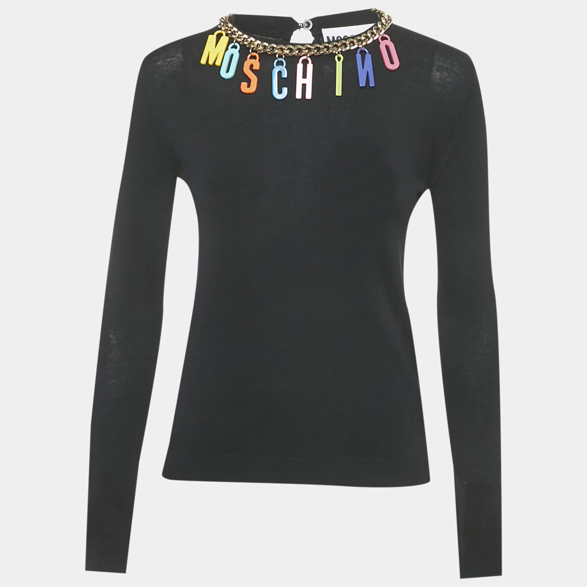 مملوكة مسبقًا Moschino Couture  Black Logo Neck Detail Cotton Sweatshirt S