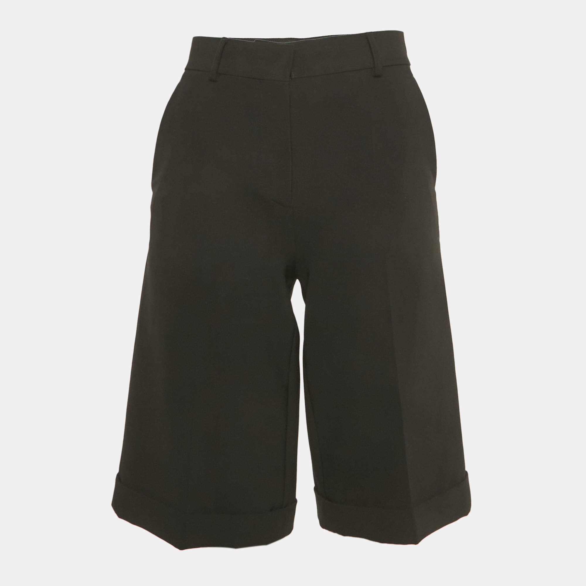 Pre Owned Moschino Couture Black Crepe Bermuda Shorts XS