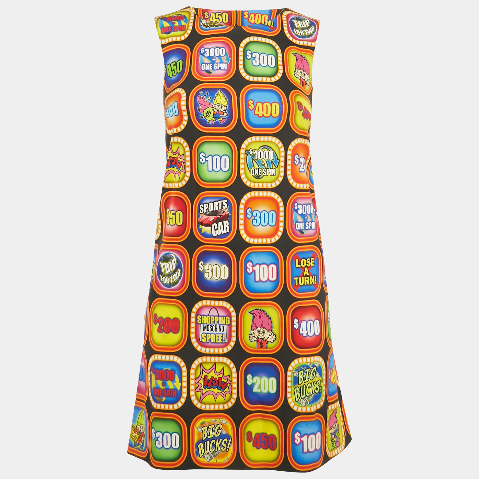 مملوكة مسبقًا Moschino Couture Multicolor Good Luck Trolls Crepe Shift Dress XS