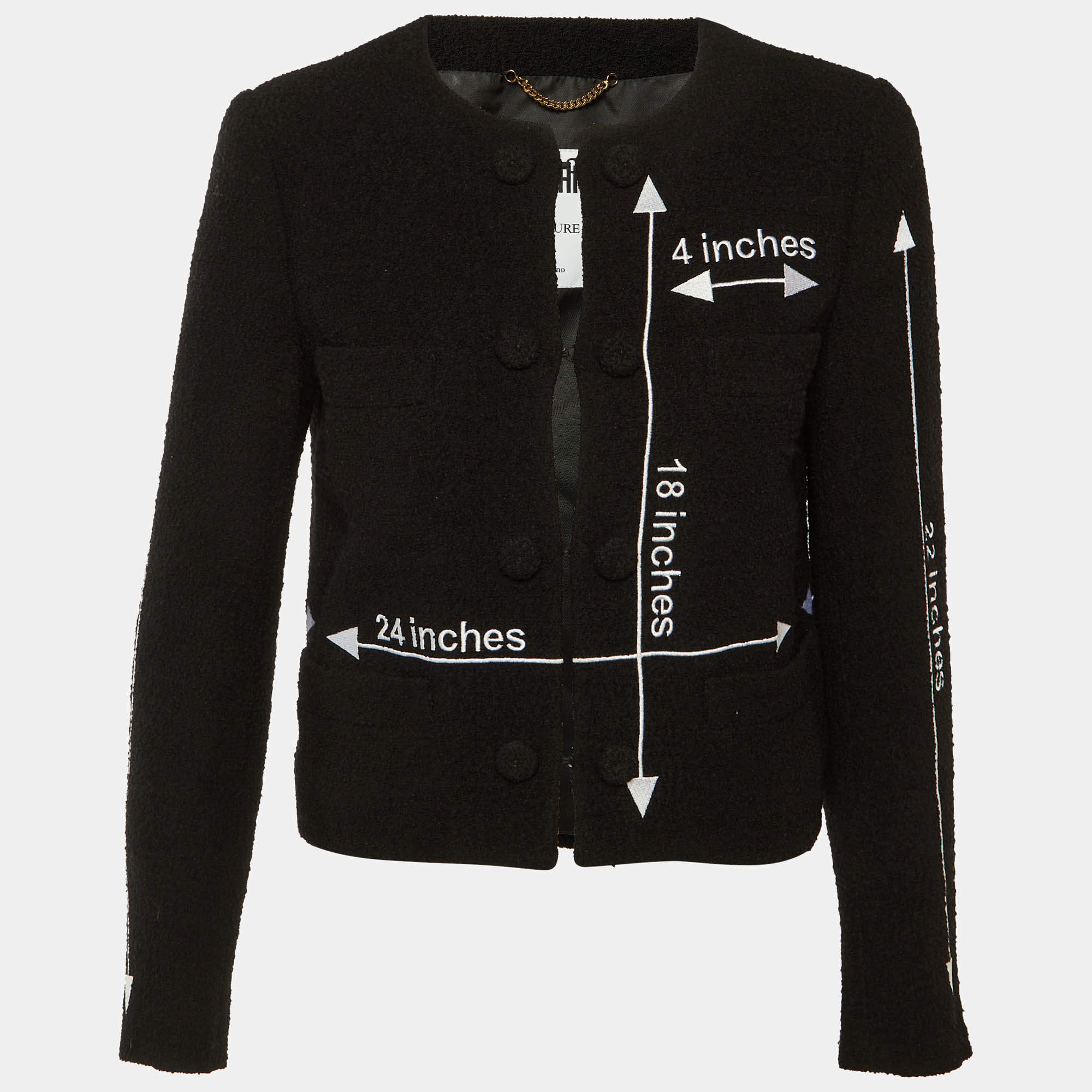 مملوكة مسبقًا Moschino Couture Black Embroidered Detail Textured Wool Jacket M