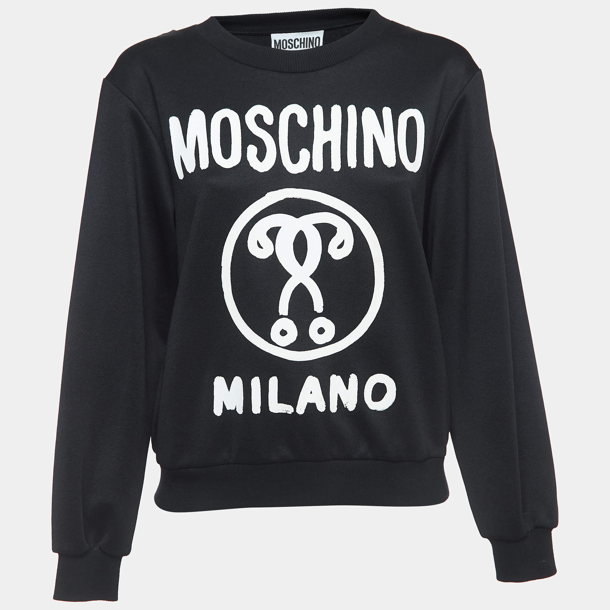 Moschino Couture Black Knit Chain Embellished Logo Print Sweatshirt M