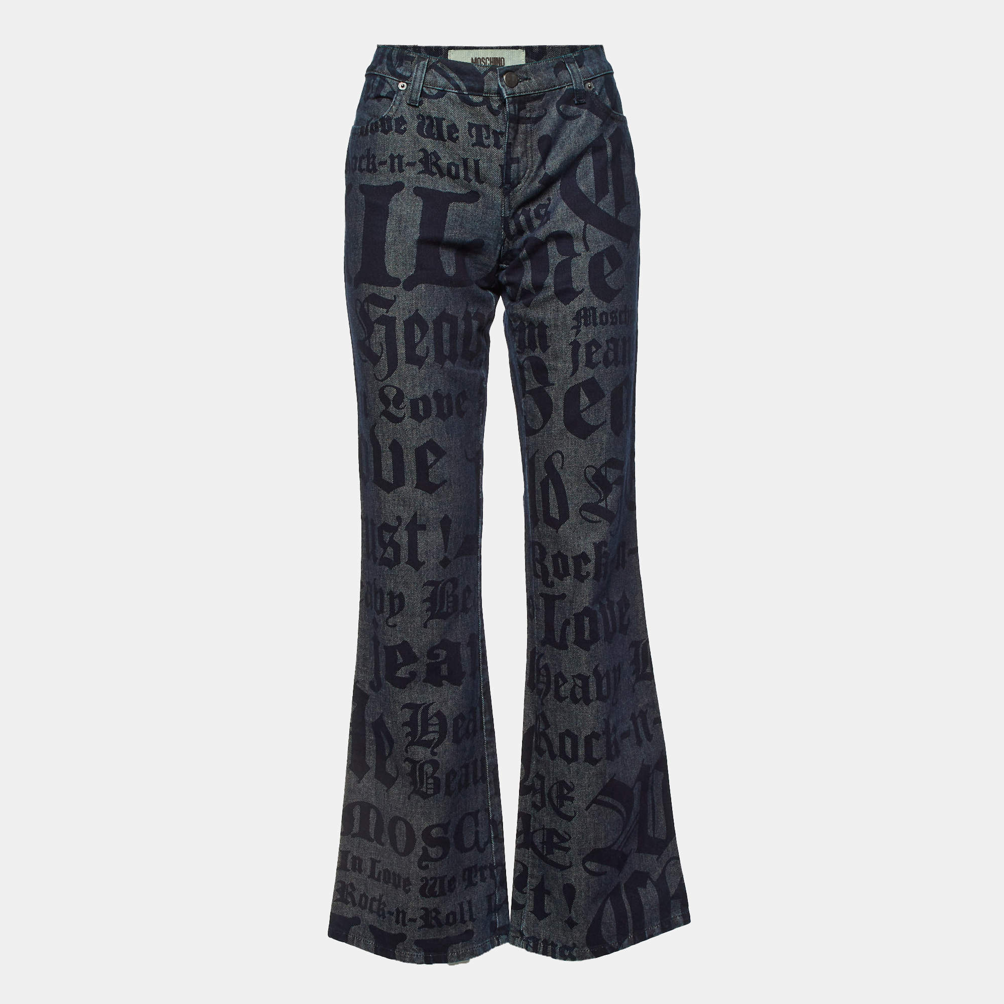 Moschino Jeans Dark Blue Logo Print Denim Jeans M Waist 30" 
