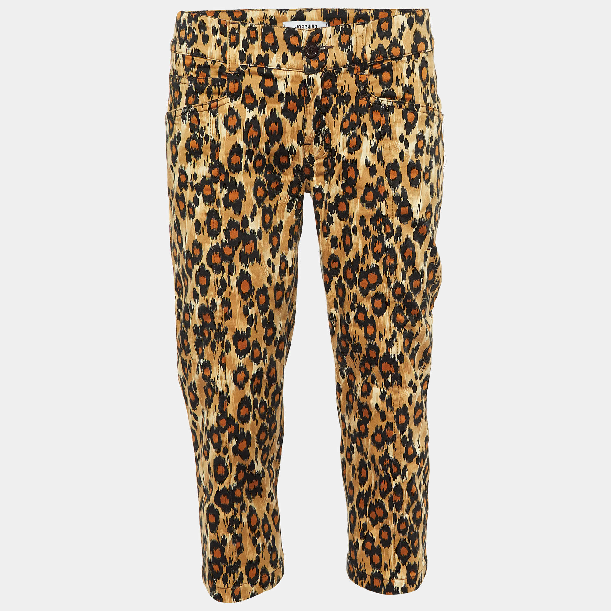 Moschino Jeans Multicolor Animal Printed Cotton Capri Pants M