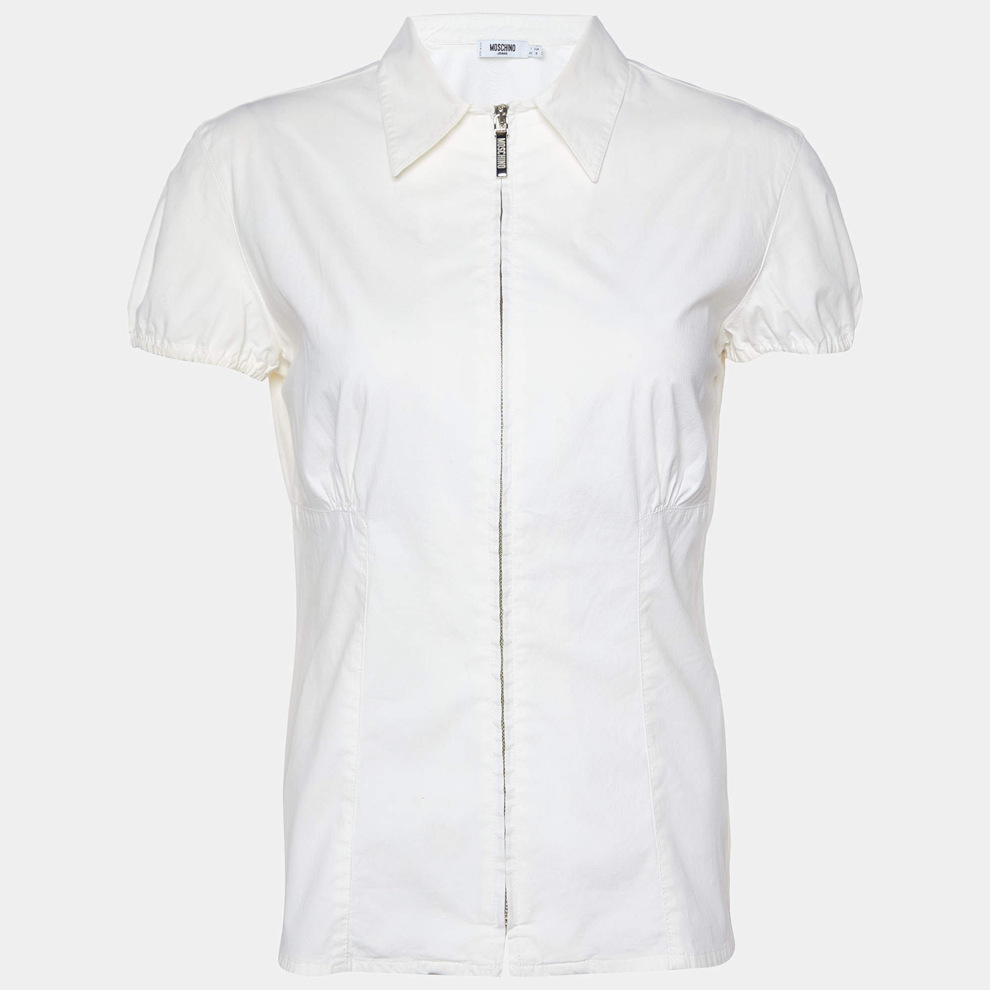 Moschino Jeans White Cotton Top & Checked Skirt Set M
